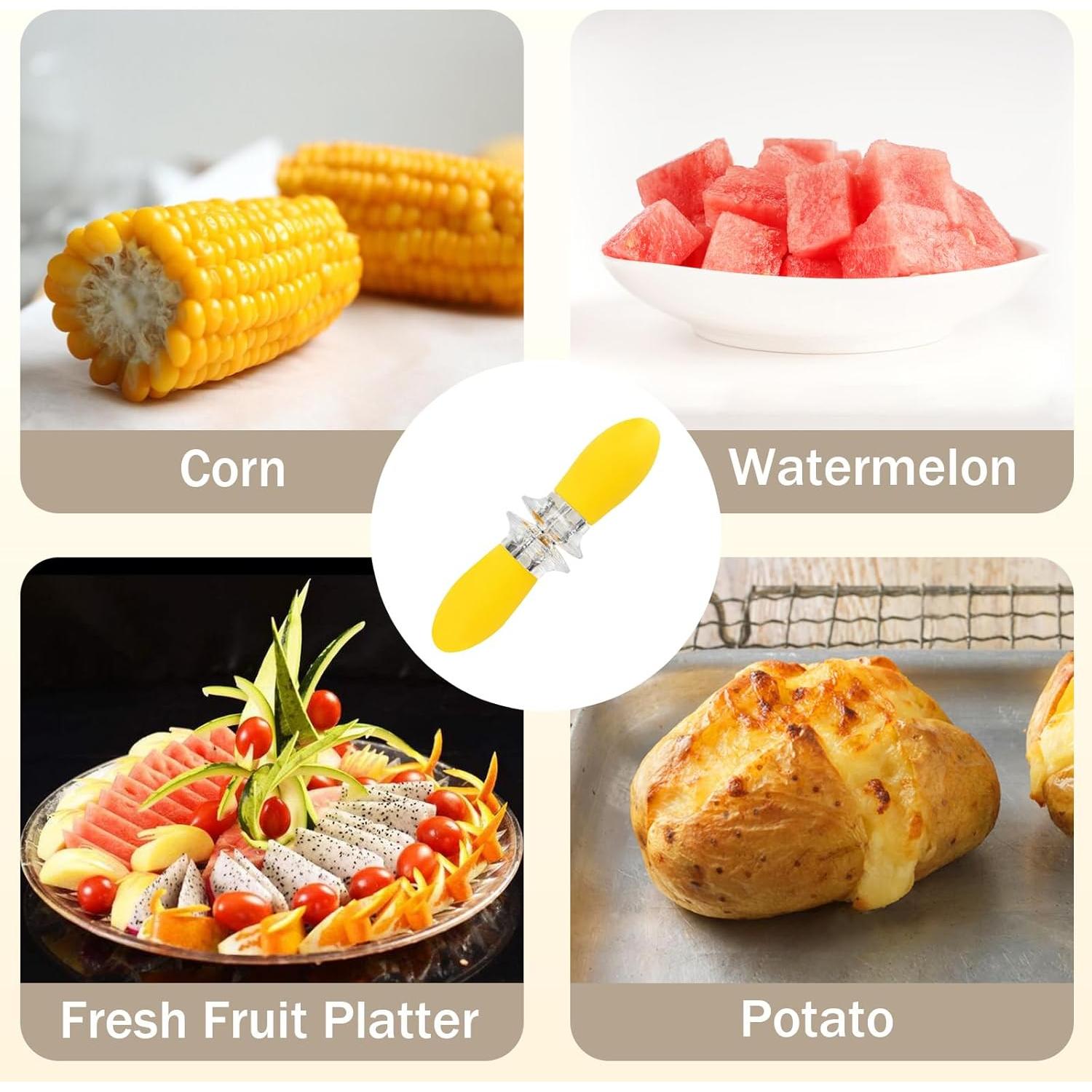 Juego de 10 Sujetadores para Mazorcas de Maíz CCDANSIYUCR - Acero Inoxidable y Silicona