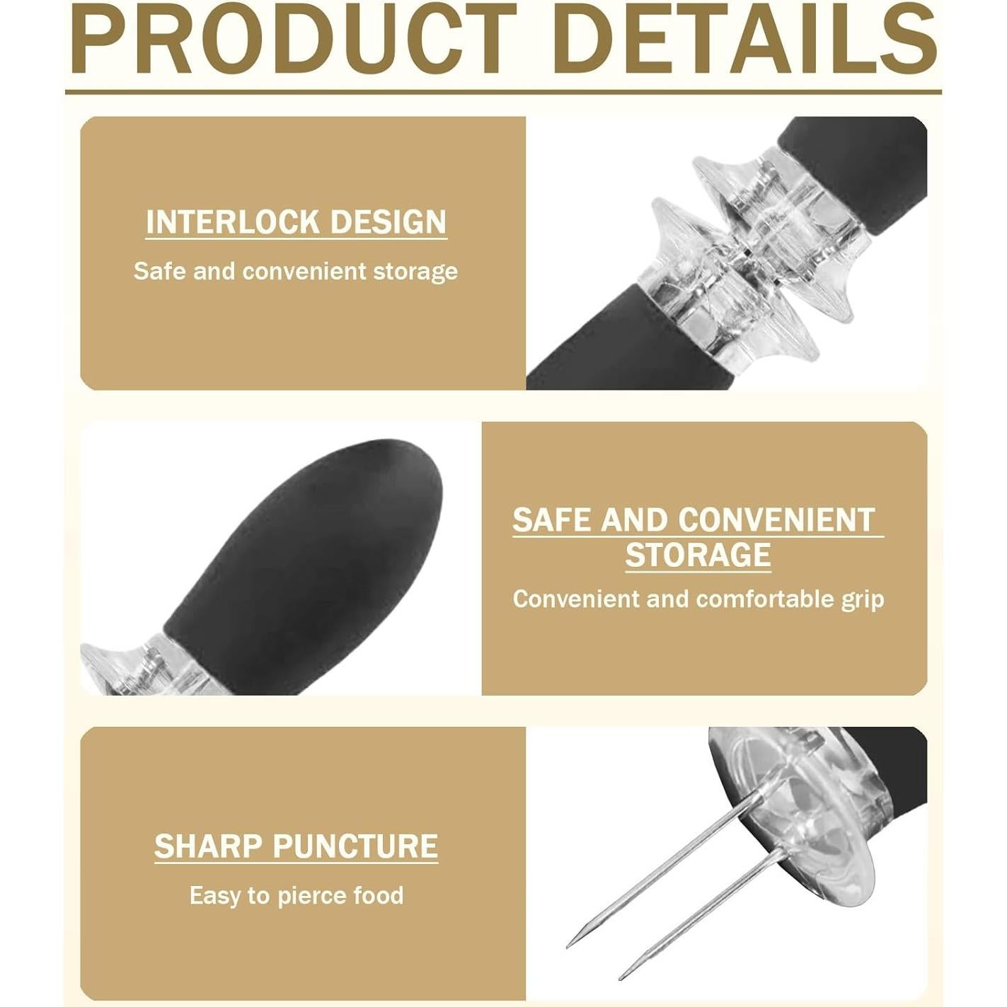 Juego de 10 Sujetadores para Mazorcas de Maíz CCDANSIYUCR - Acero Inoxidable y Silicona