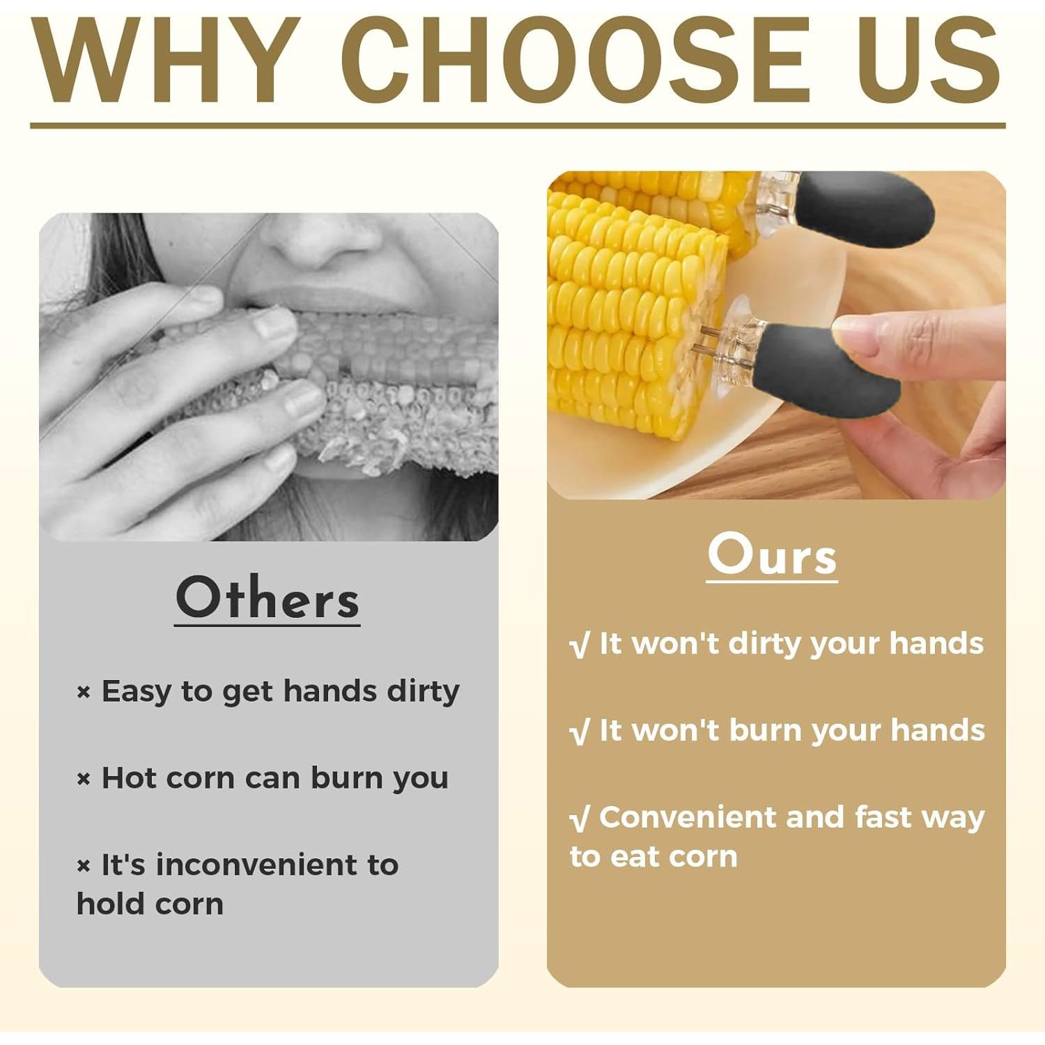 Juego de 10 Sujetadores para Mazorcas de Maíz CCDANSIYUCR - Acero Inoxidable y Silicona