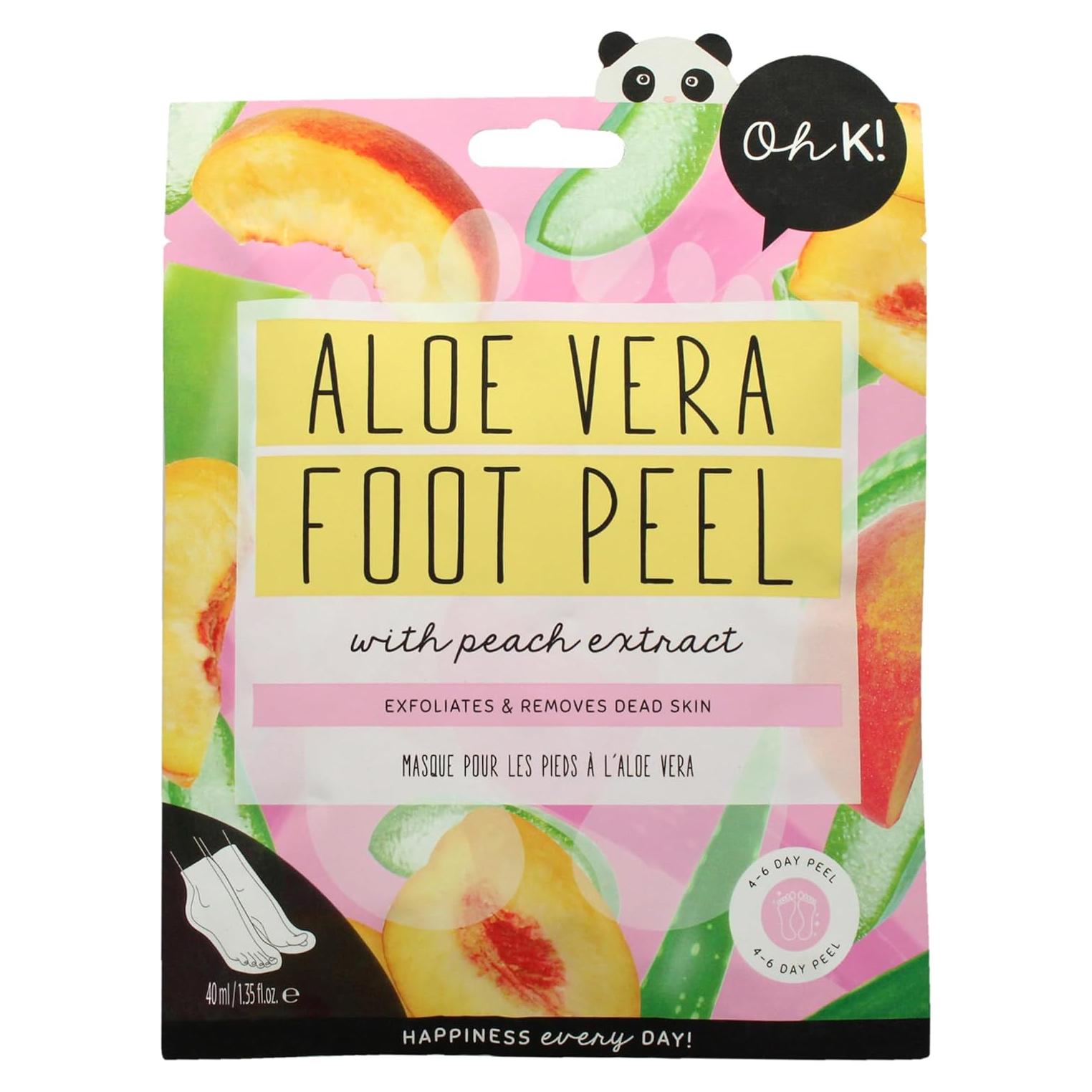Mascarilla Exfoliante para Pies Oh K! Aloe Vera - 1 Par