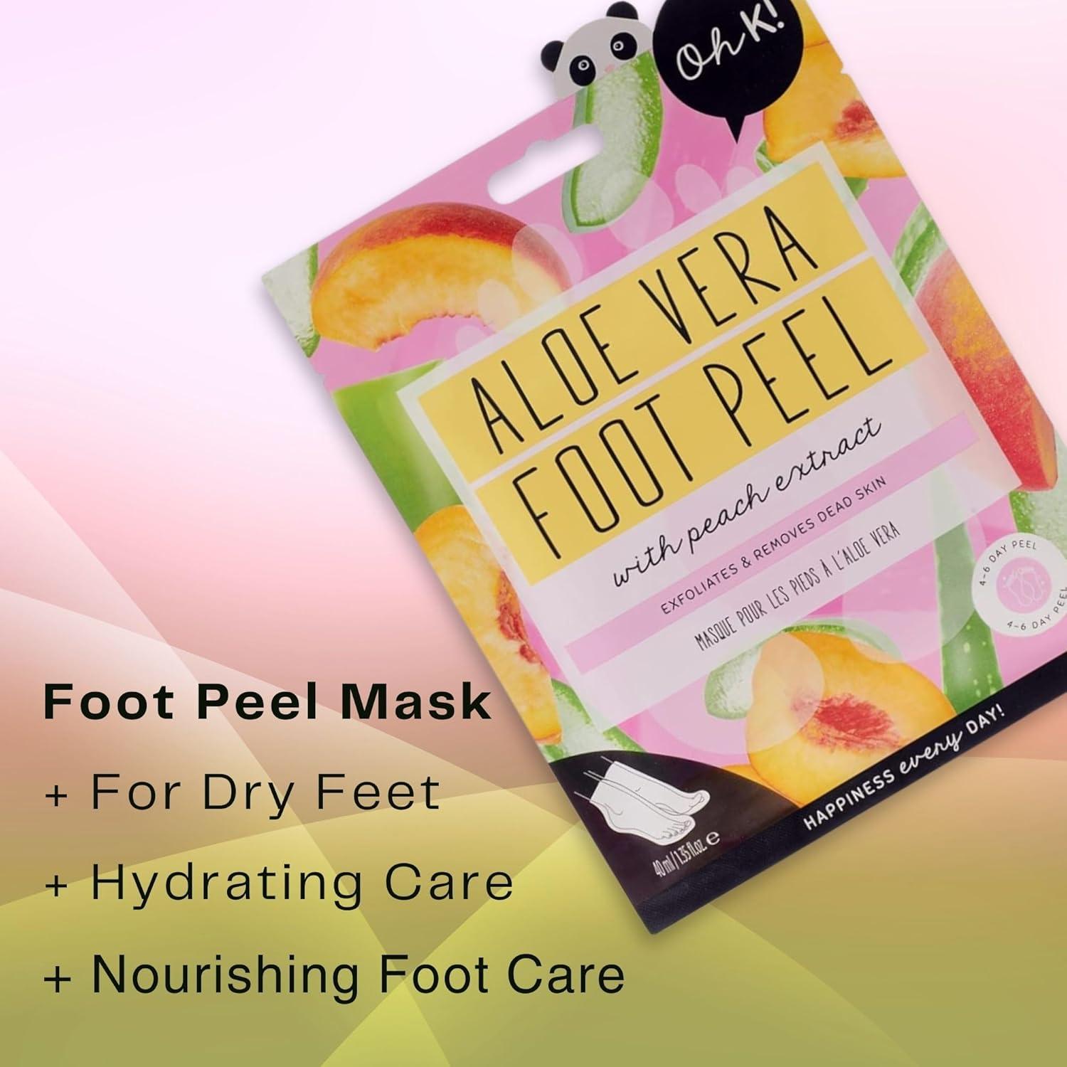 Mascarilla Exfoliante para Pies Oh K! Aloe Vera - 1 Par