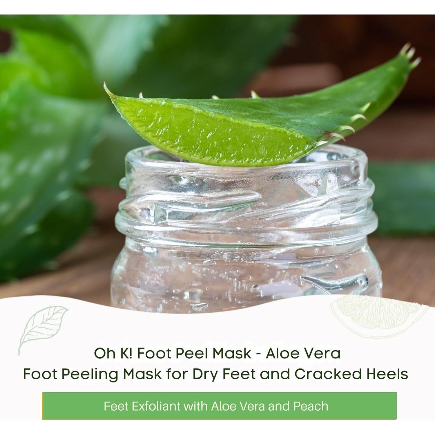 Mascarilla Exfoliante para Pies Oh K! Aloe Vera - 1 Par