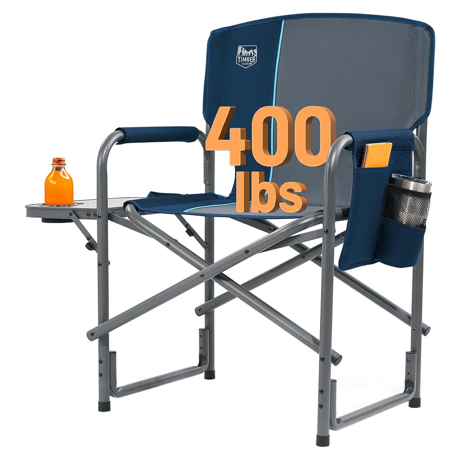 Silla de Camping Plegable Timber Ridge 181kg Azul con Mesa