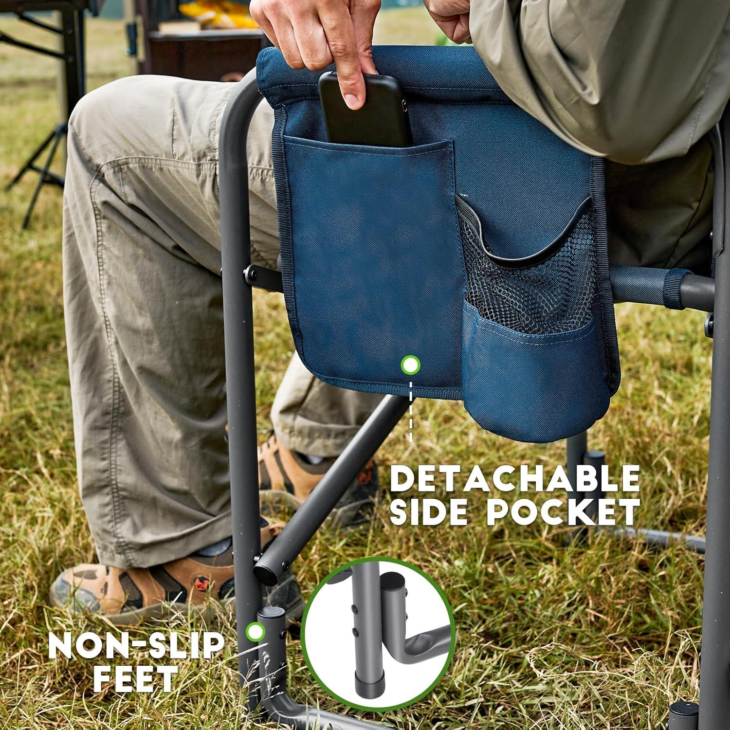 Silla de Camping Plegable Timber Ridge 181kg Azul con Mesa