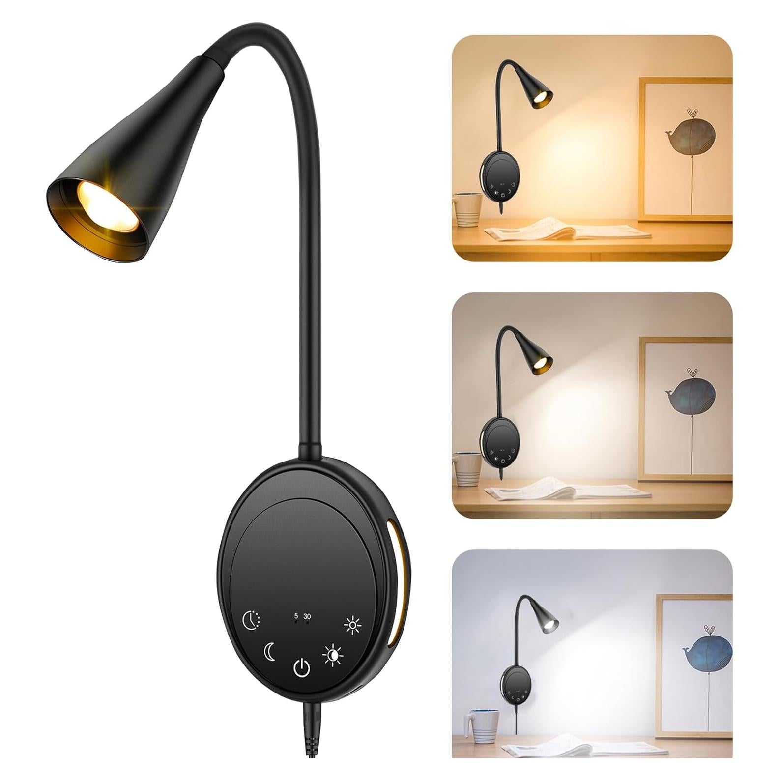 Aplique de pared ONELEJA con enchufe y USB, luz regulable 5 colores