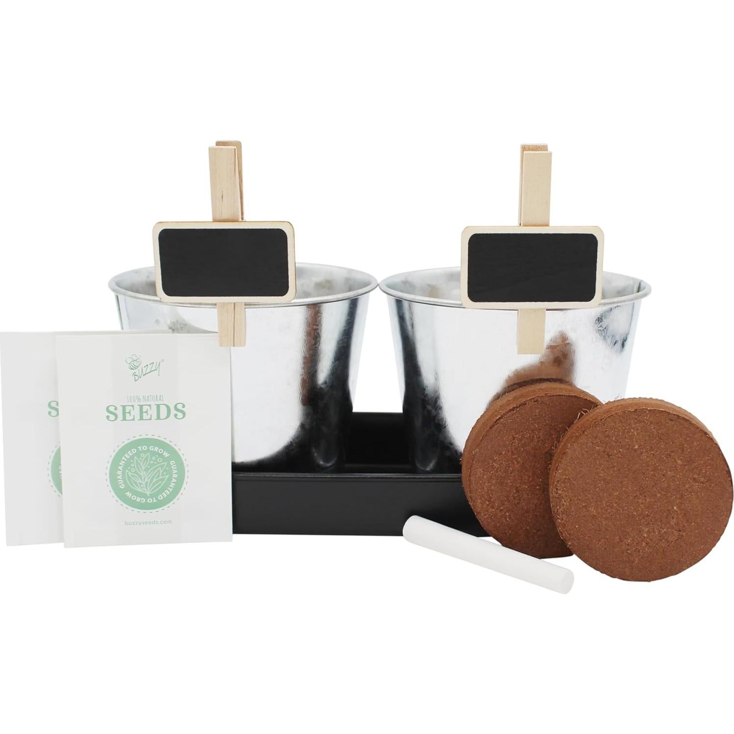 Kit de Jardinería para Niños BUZZY - 2 Macetas, Semillas y Sustrato