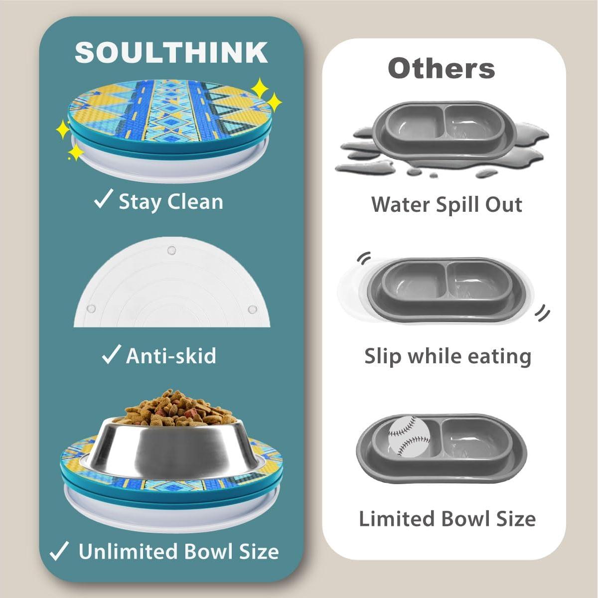 SoulThink® Ant Proof Cat Dog Bowl Tray - SoulThink x Simone Miller Collaboration Pet Food Dish Indoor No Chemical No Water Needed Different from Traditional Ant Trap (Mountain Totem)