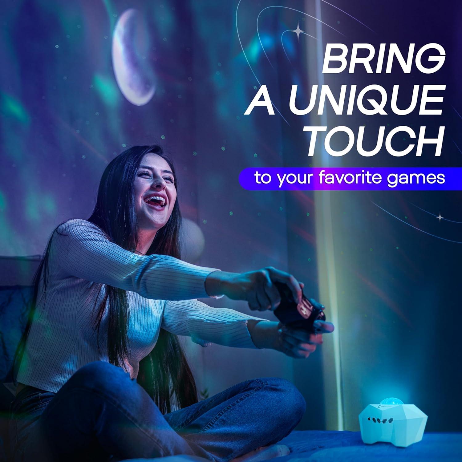 Proyector de Luz Galáctica Cosmocast - Aurora Boreal y Luna