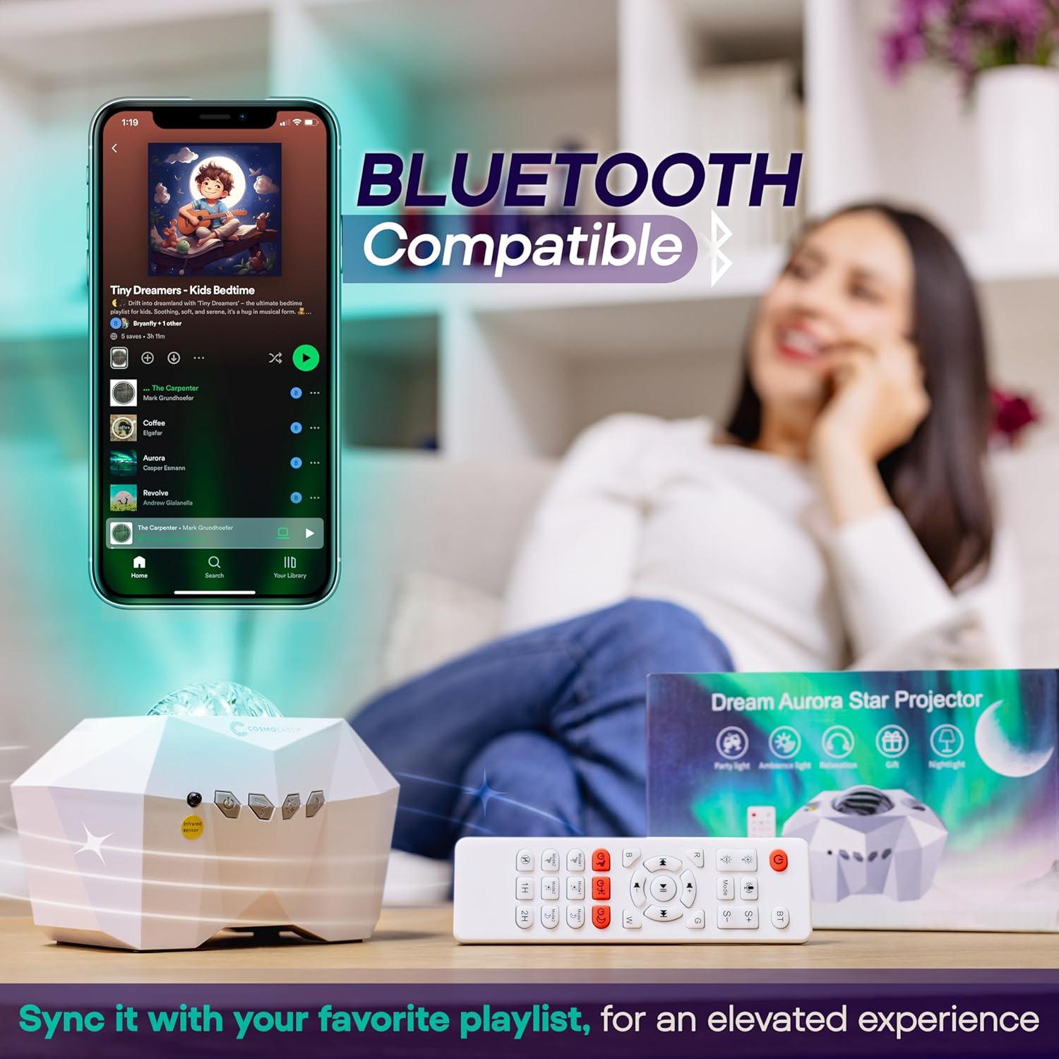 Proyector de Luz Galáctica Cosmocast - Aurora Boreal y Luna