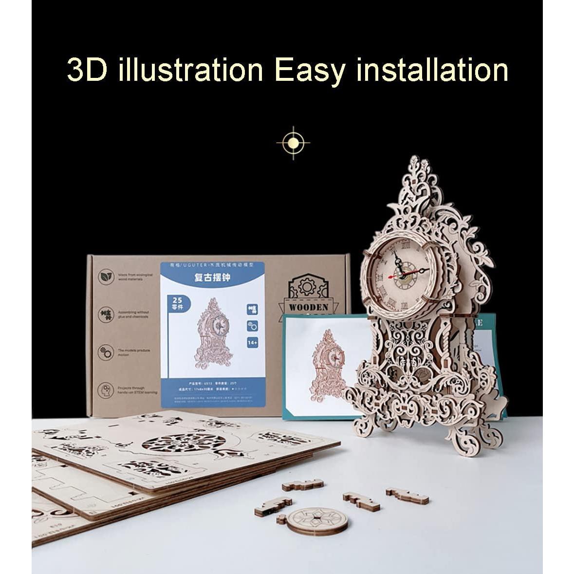 Rompecabezas de Reloj de Madera 3D DIY - T707d