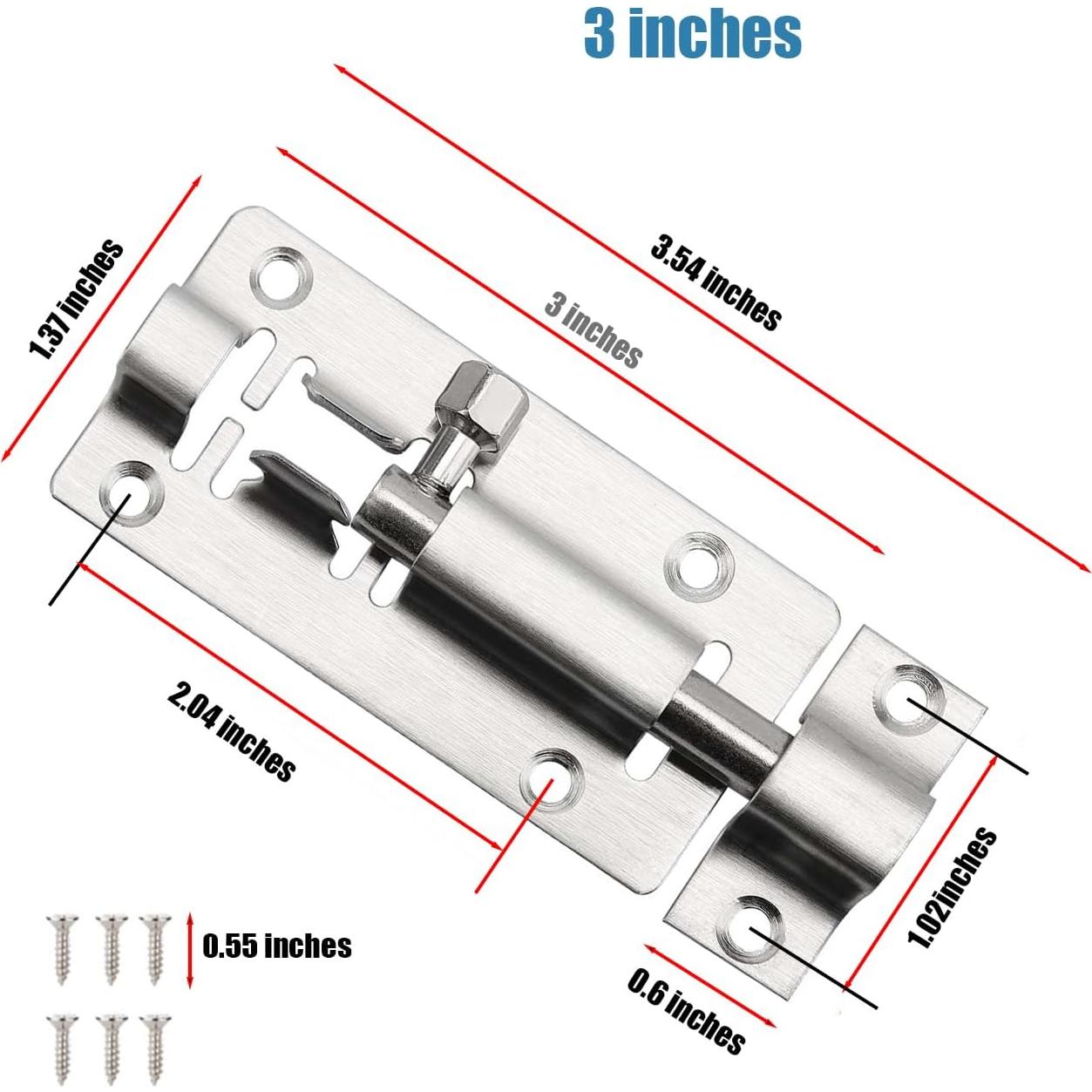Paquete de 20 Pestillos de Barril QWAQi 7.62 cm Acero Inoxidable