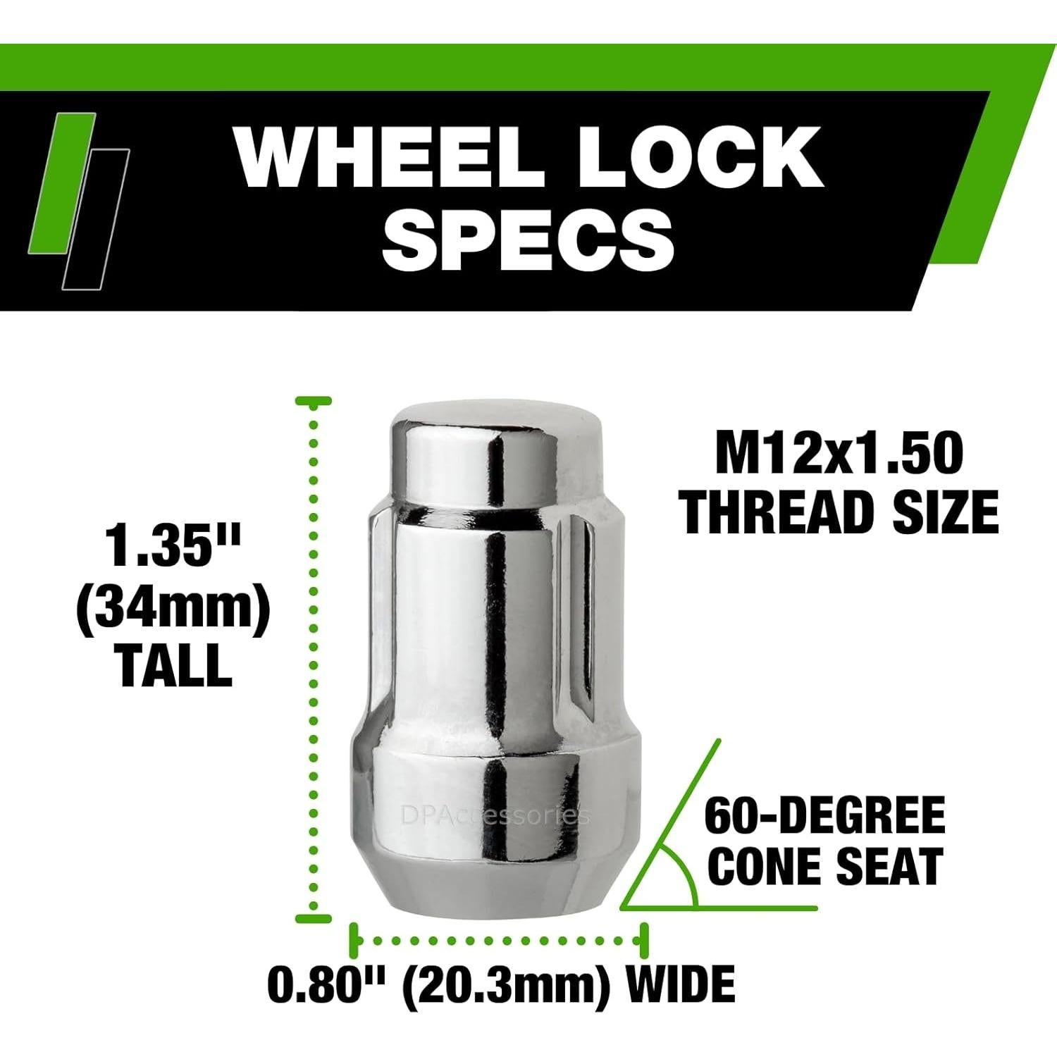 Tuercas de Seguridad DPAccessories M12x1.50 Cromadas - Juego 4