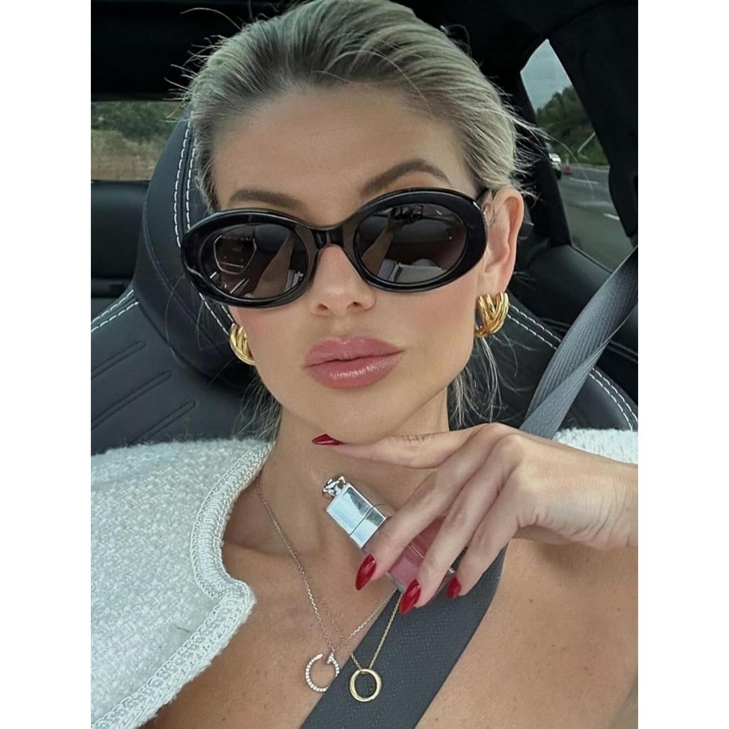 Gafas de sol ovaladas TYA para mujeres UV400 marco grueso