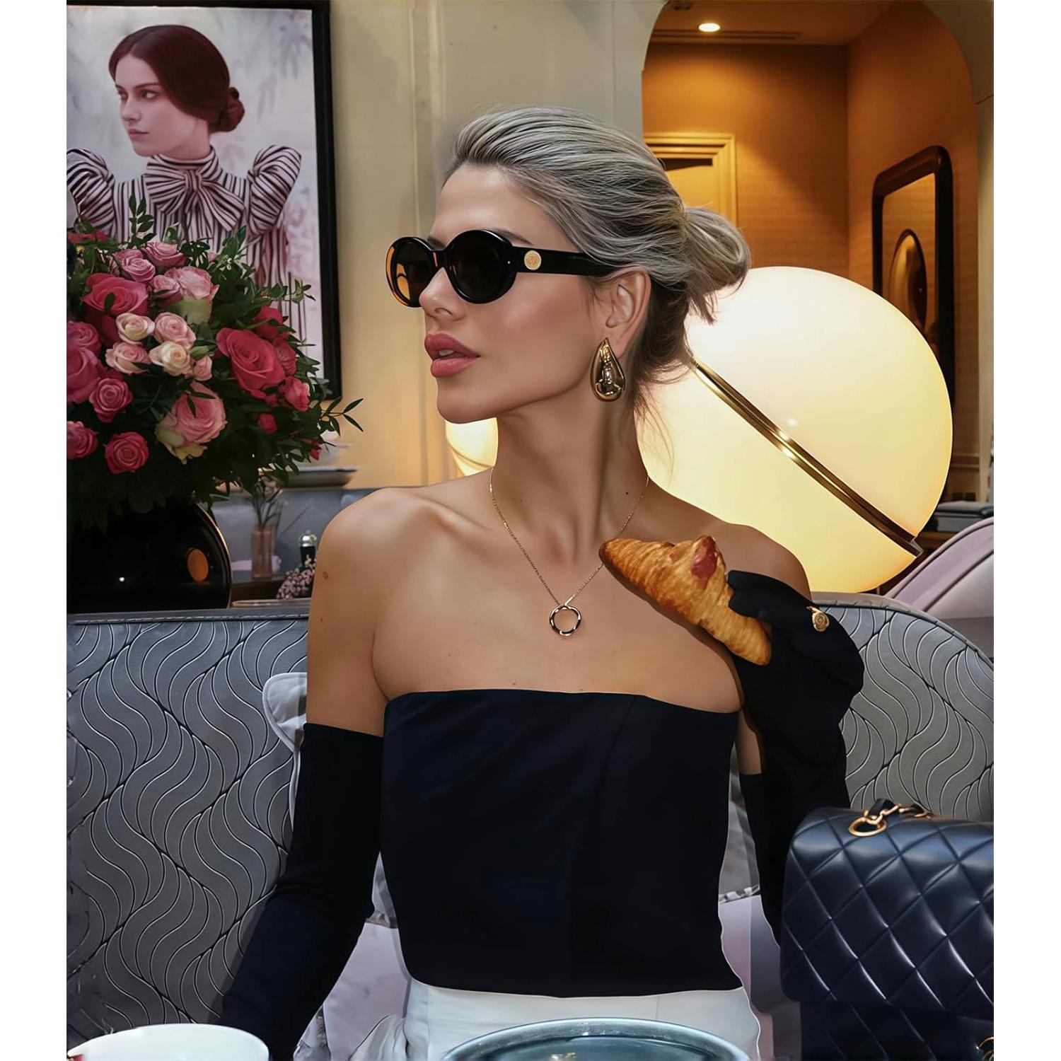 Gafas de sol ovaladas TYA para mujeres UV400 marco grueso