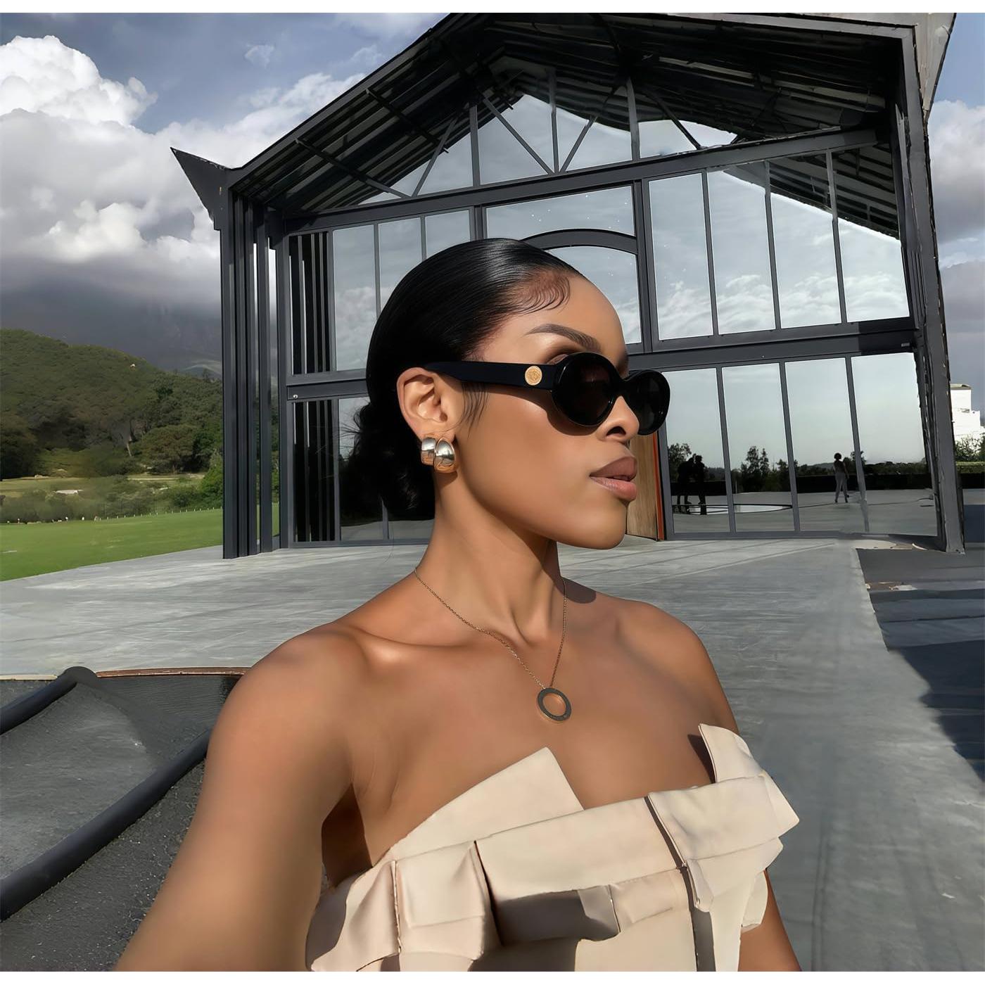 Gafas de sol ovaladas TYA para mujeres UV400 marco grueso