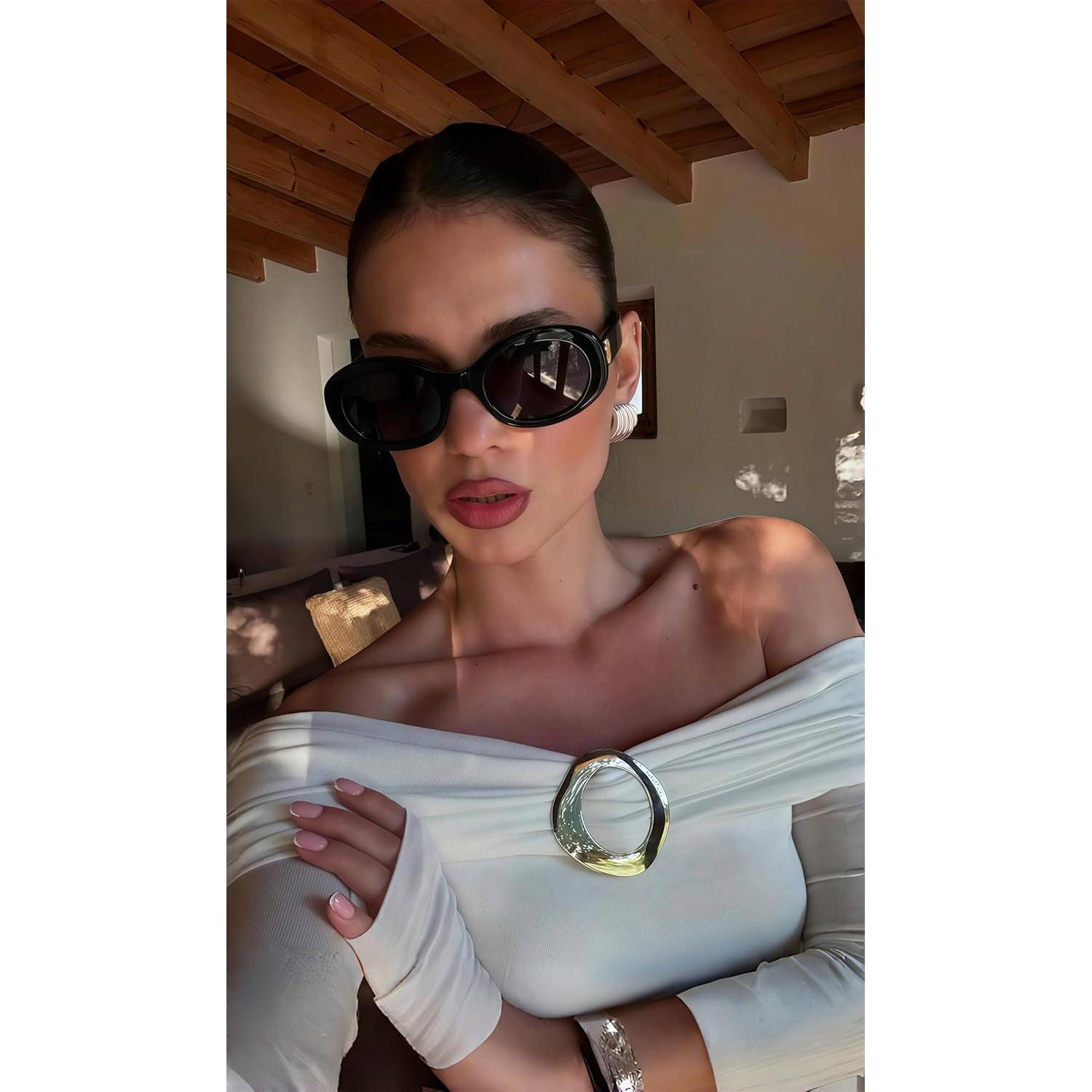 Gafas de sol ovaladas TYA para mujeres UV400 marco grueso