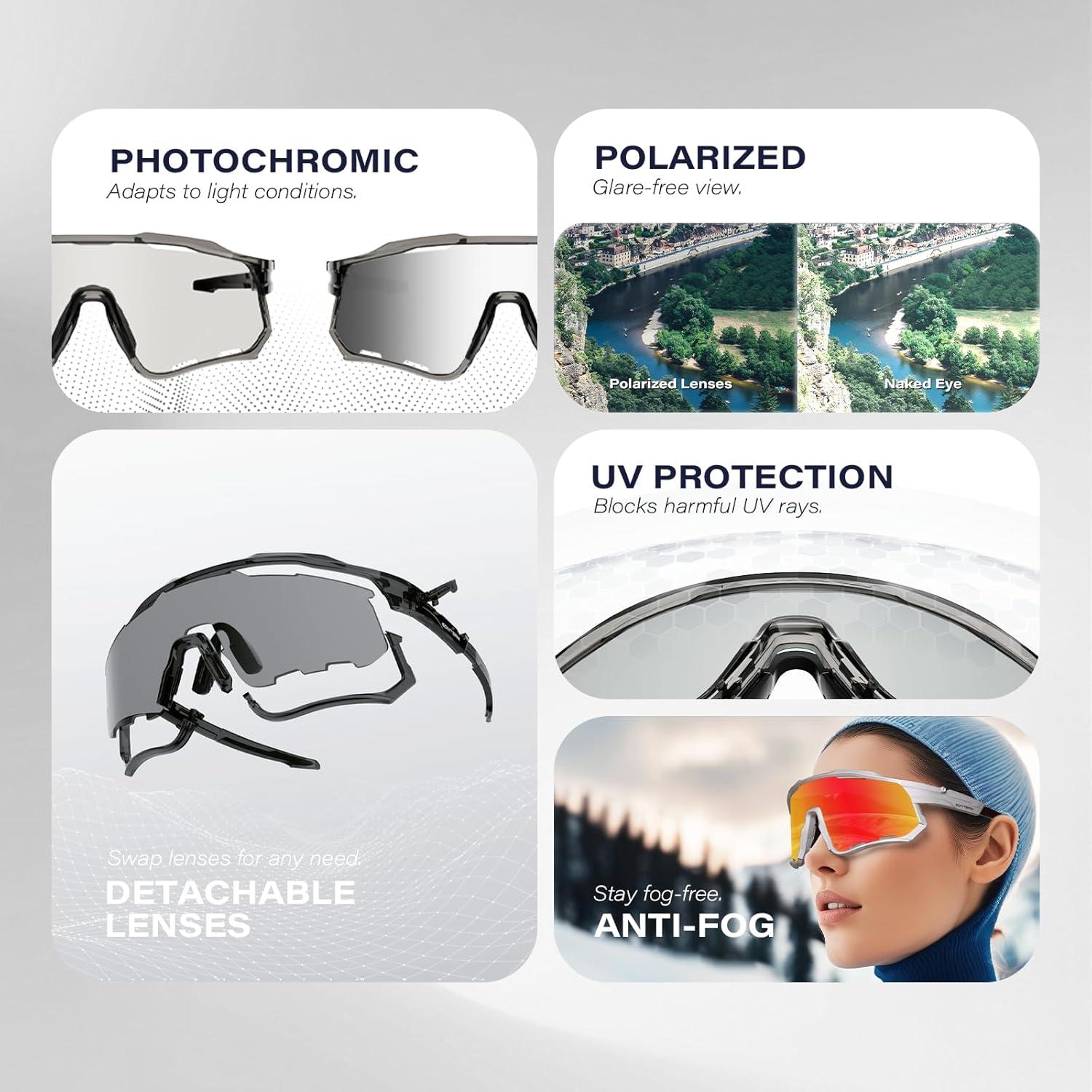 Gafas de sol fotocromáticas GONTSAM UV400 para ciclismo y deportes