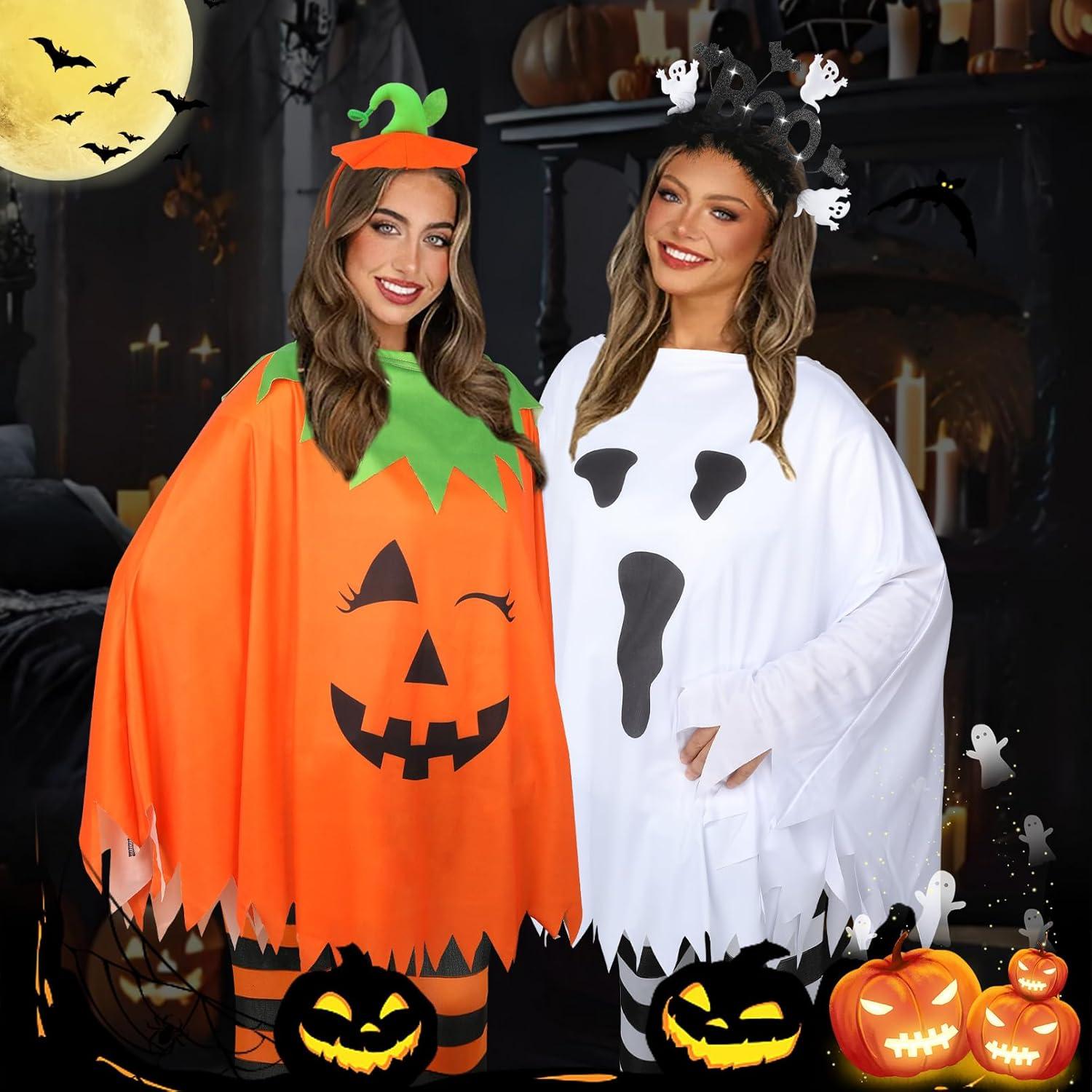 Disfraz de Fantasma Halloween 4 Piezas Mujer - Poncho, Diadema