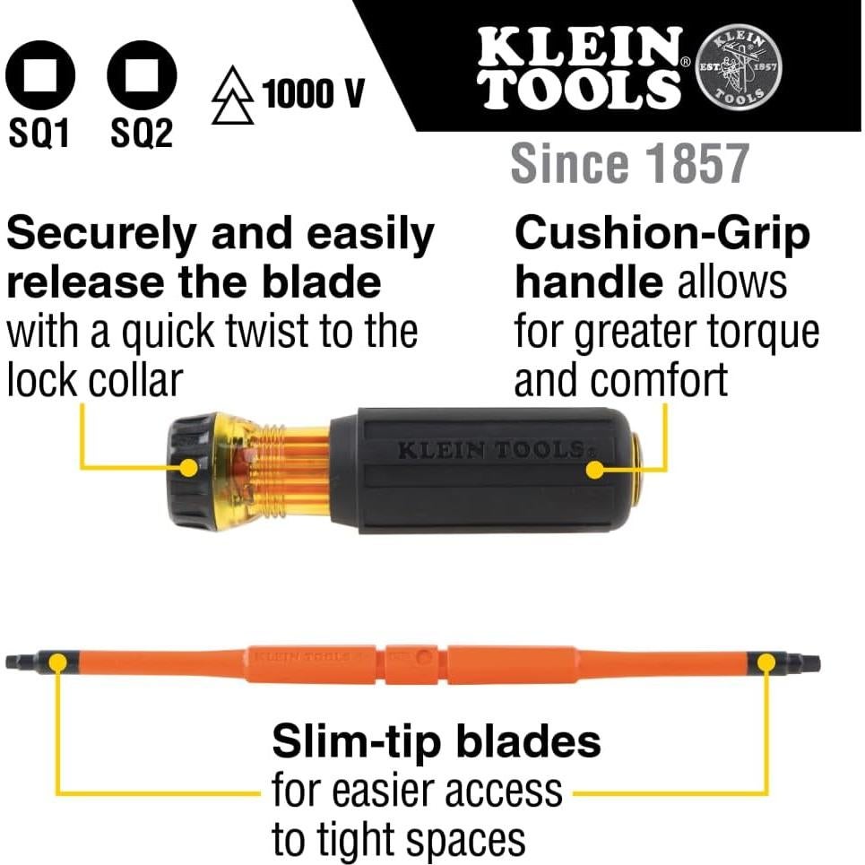 Destornillador Aislado Klein Tools 32287 2-en-1 Punta Cuadrada