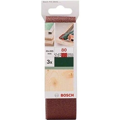Cintas Abrasivas Bosch 40x305mm Grano 80 Juego de 3