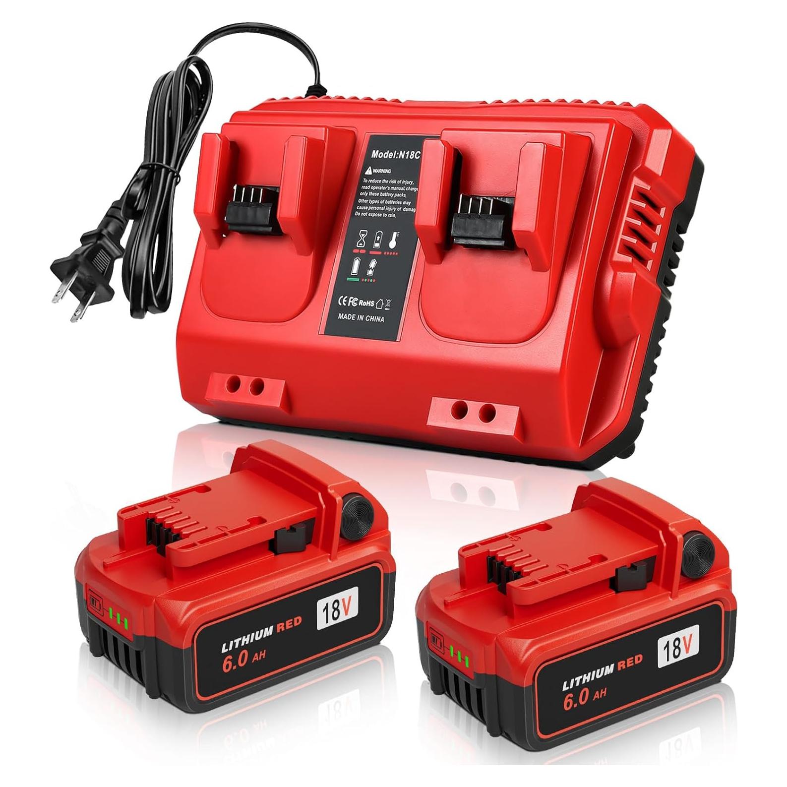 Baterías 18V 6.0Ah y Cargador Milwaukee M-18 2-Pack