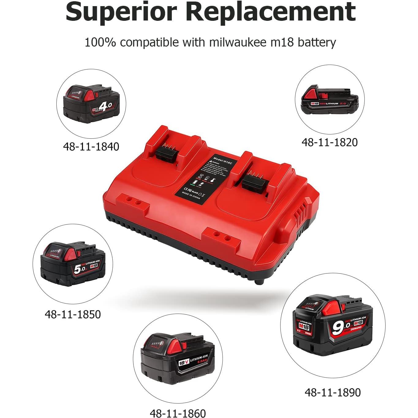 Baterías 18V 6.0Ah y Cargador Milwaukee M-18 2-Pack