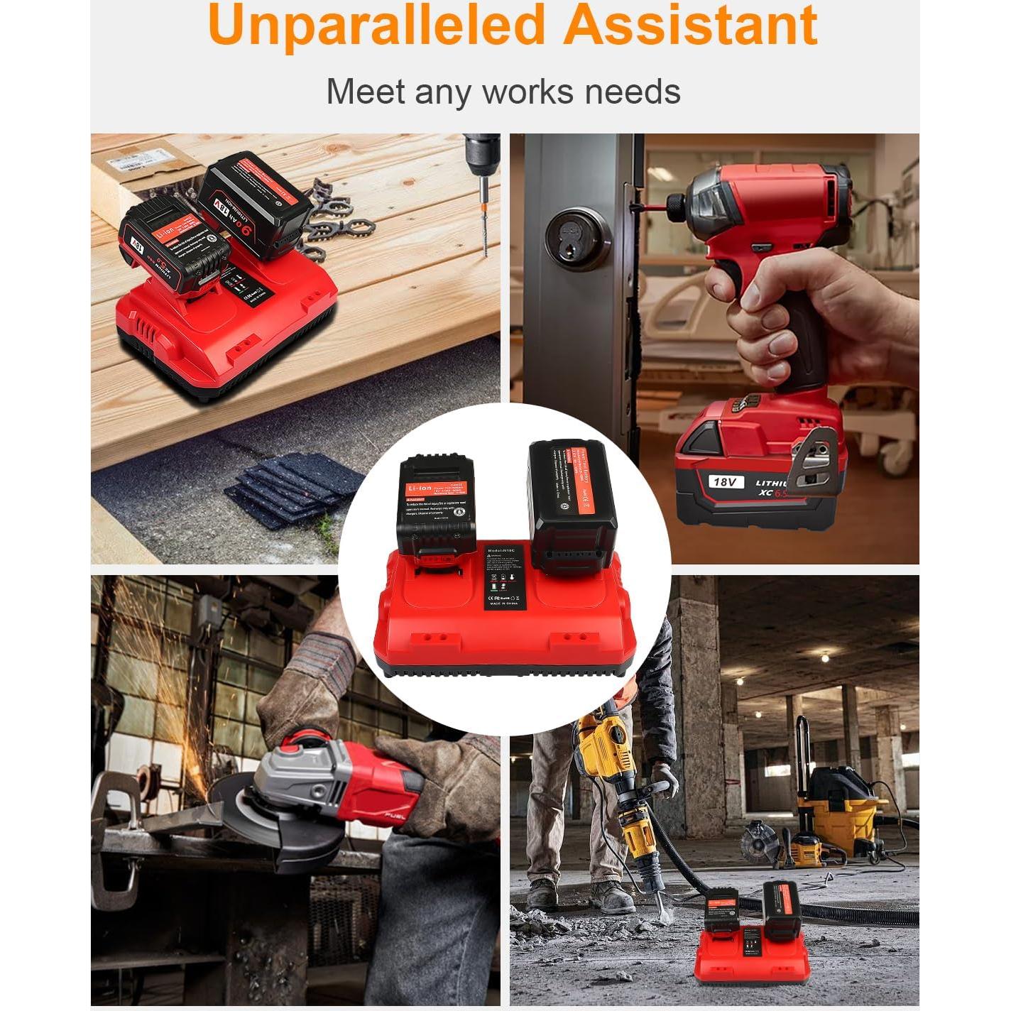 Baterías 18V 6.0Ah y Cargador Milwaukee M-18 2-Pack