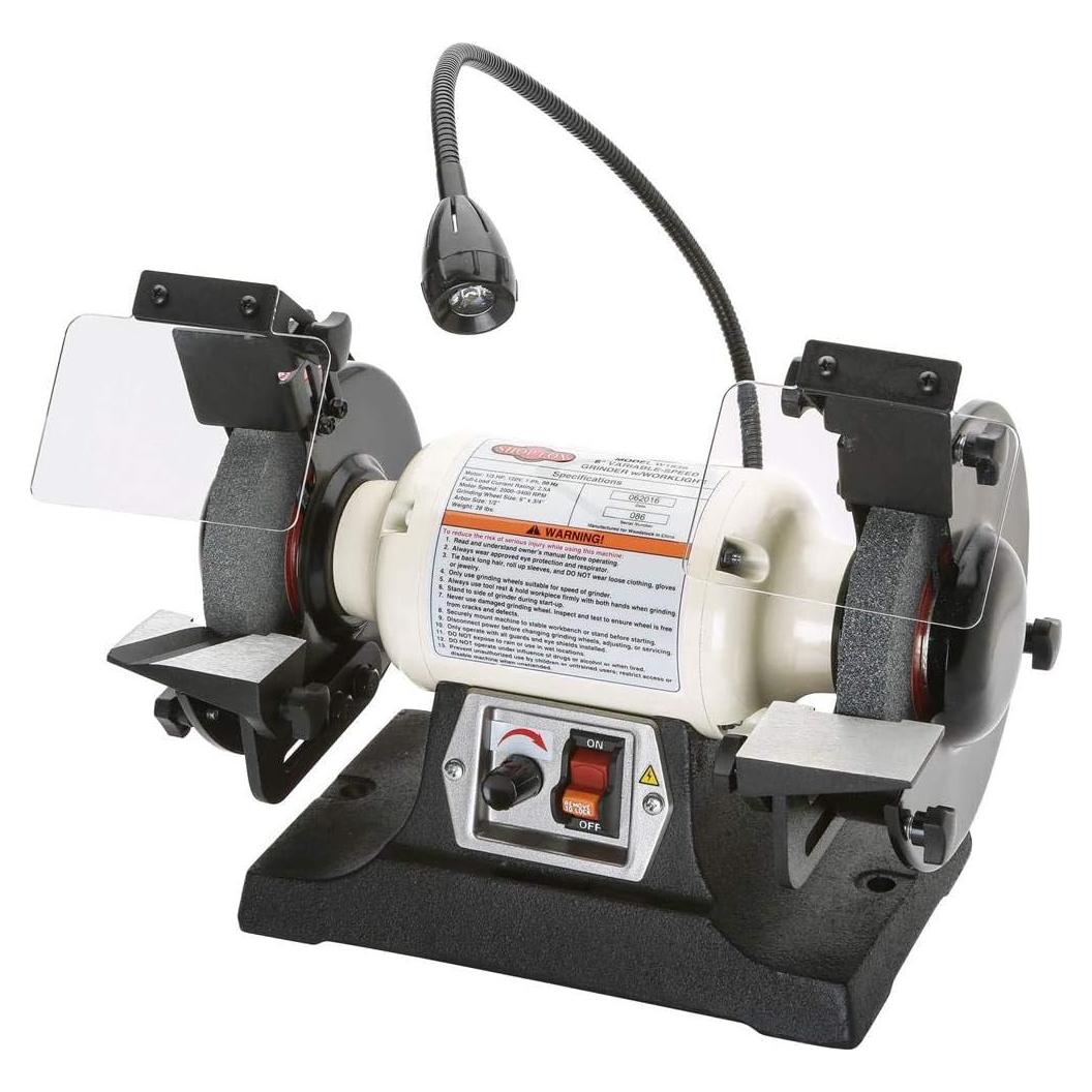 Esmeril de Banco Shop Fox W1839 6" Velocidad Variable LED