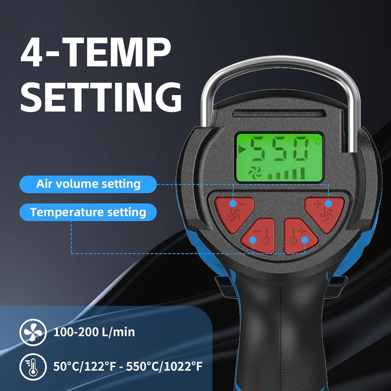 Pistola de Calor Inalámbrica VENUSTEK 20V 2 Baterías 4.0Ah