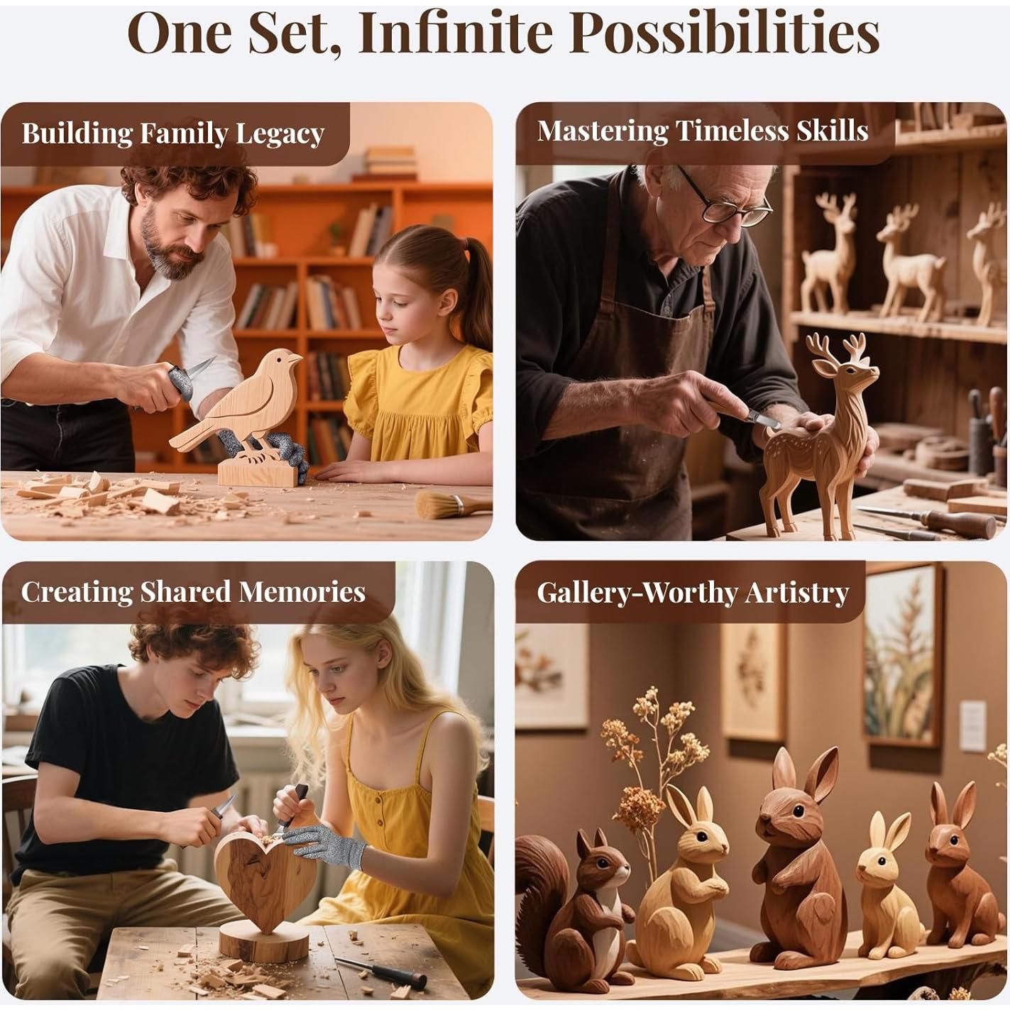 Kit de Tallado en Madera COZYGIFT 29 Piezas con Estuche