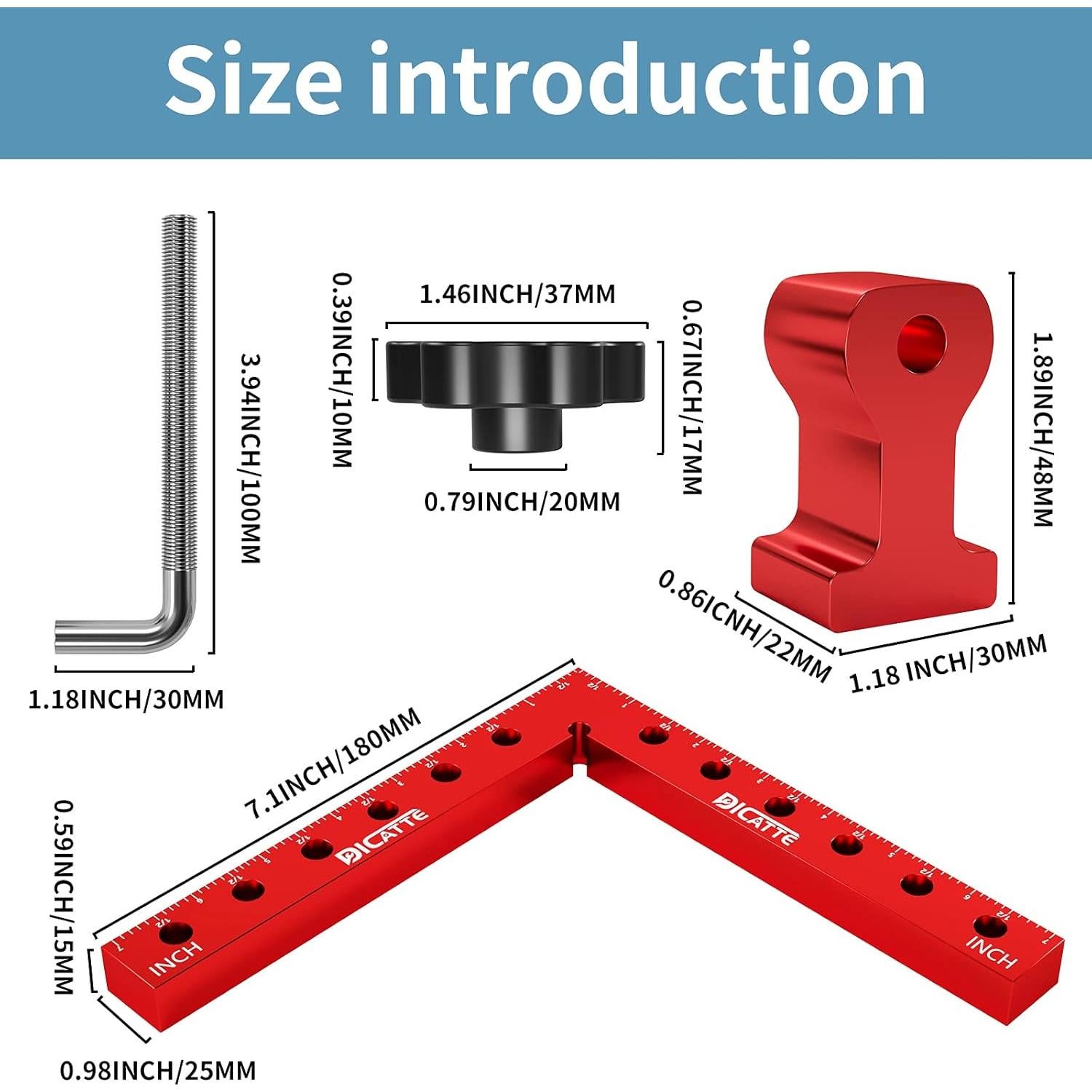 Abrazaderas de Ángulo Recto DICATTE 180mm Aluminio 2 Pcs