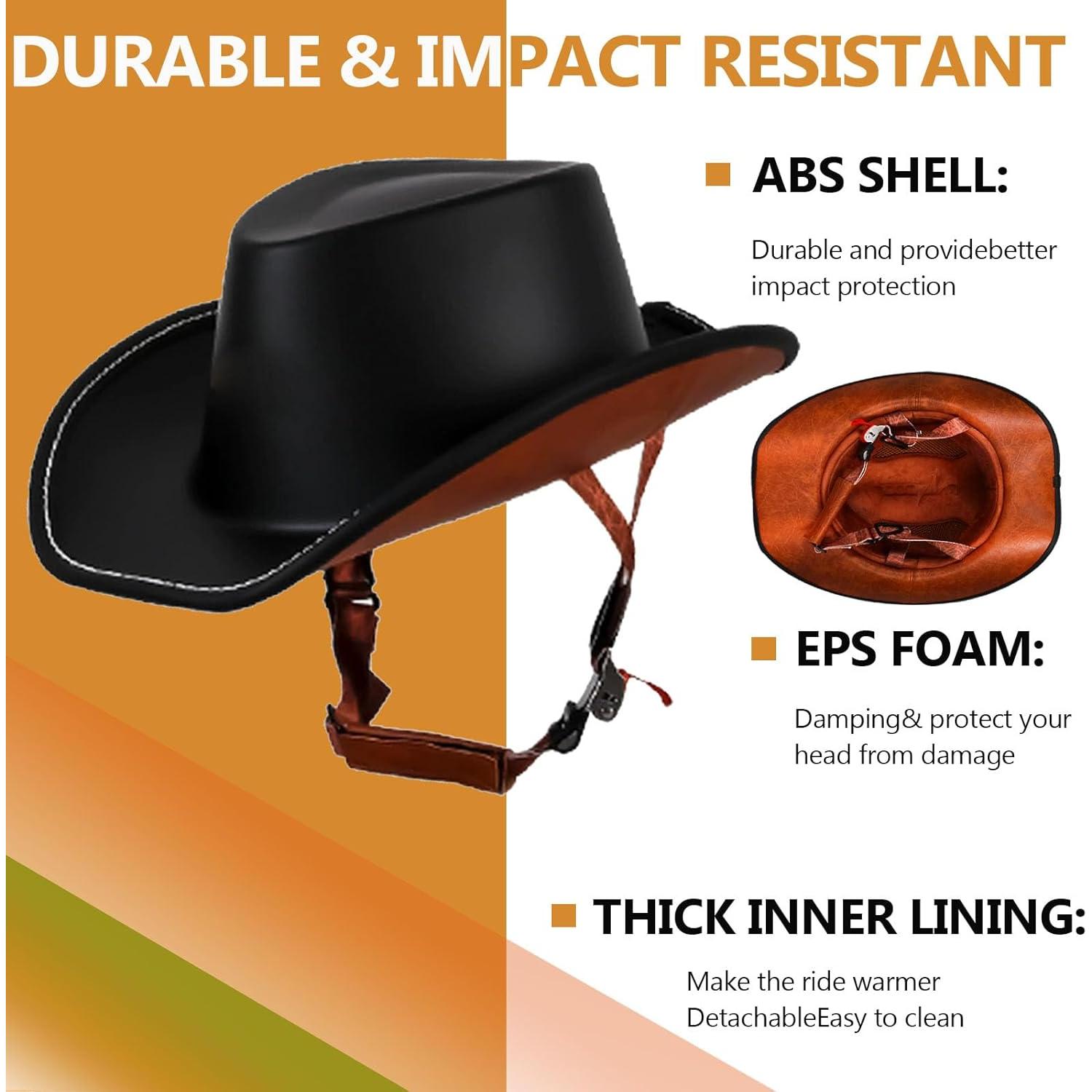 Casco de Motocicleta Retro GYLRFAN Medio Vaquero Negro