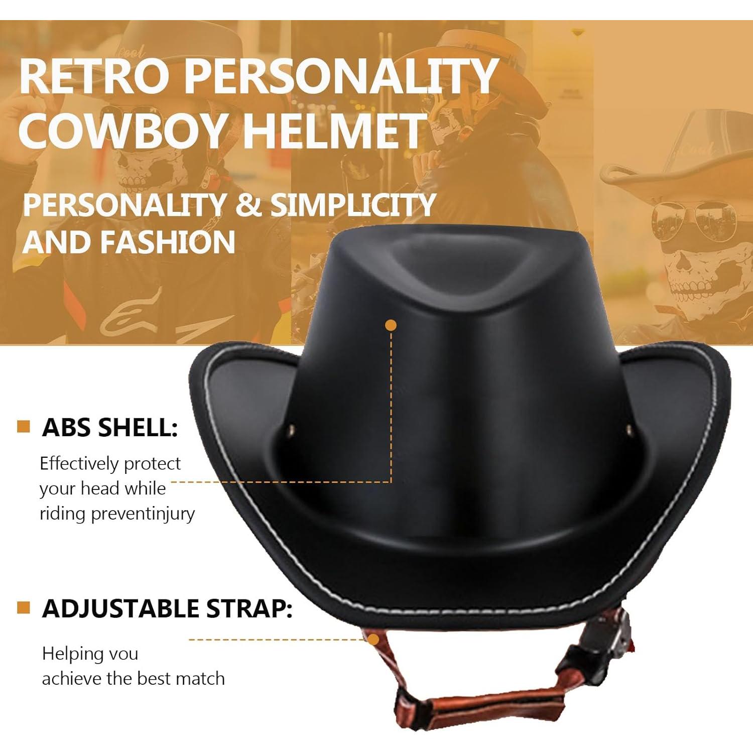 Casco de Motocicleta Retro GYLRFAN Medio Vaquero Negro