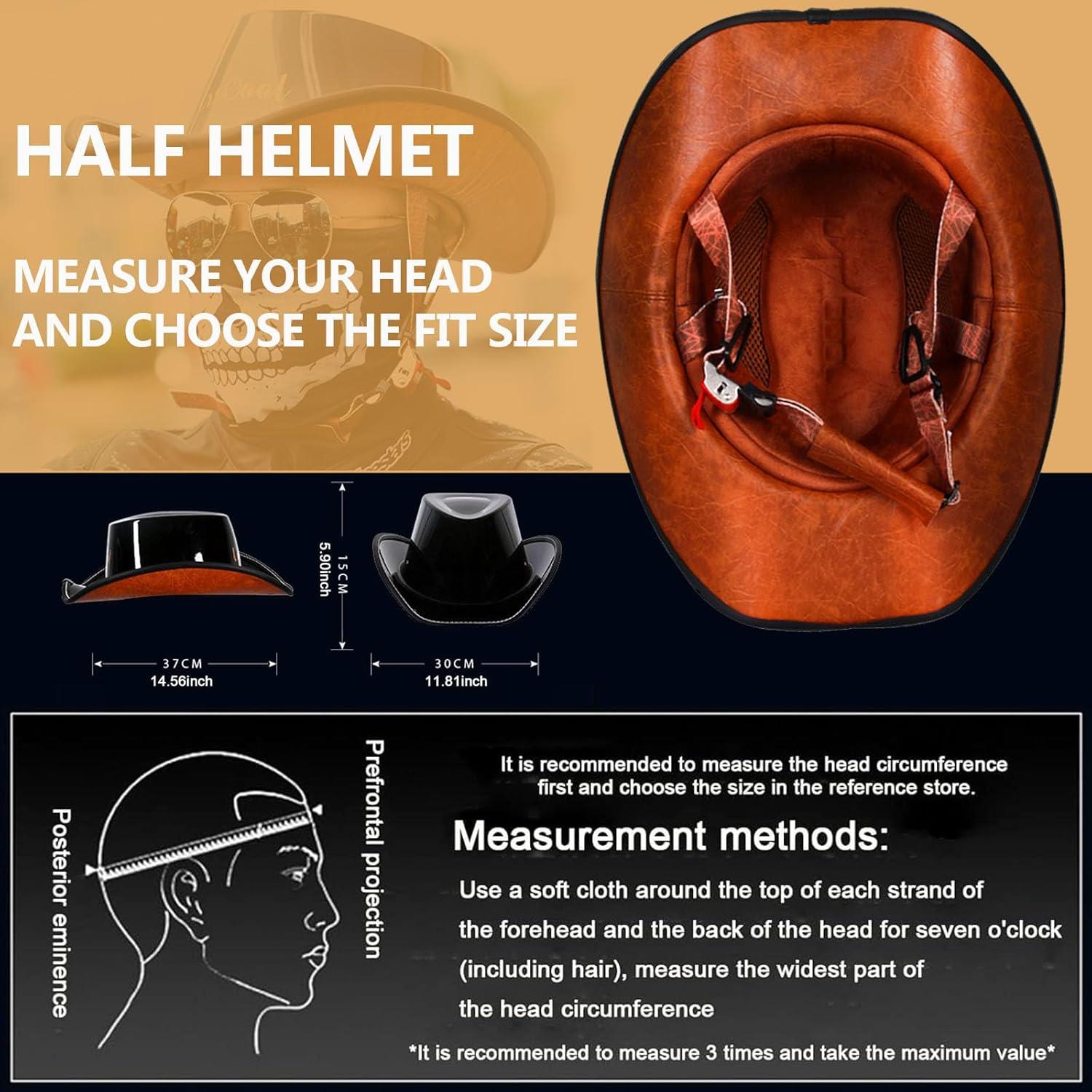 Casco de Motocicleta Retro GYLRFAN Medio Vaquero Negro