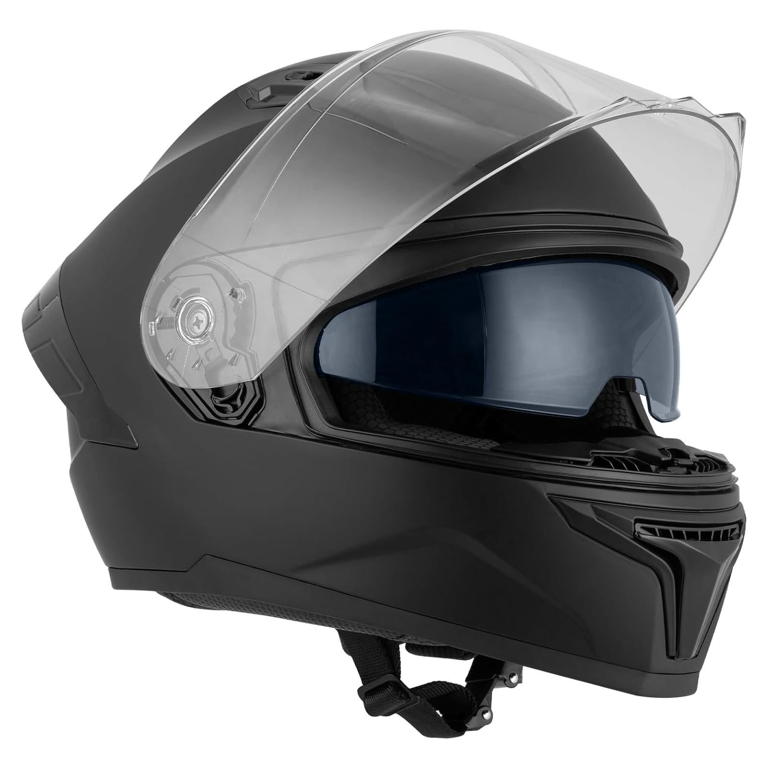 Casco Favoto MHDV de Motocicleta Negro con Doble Visor