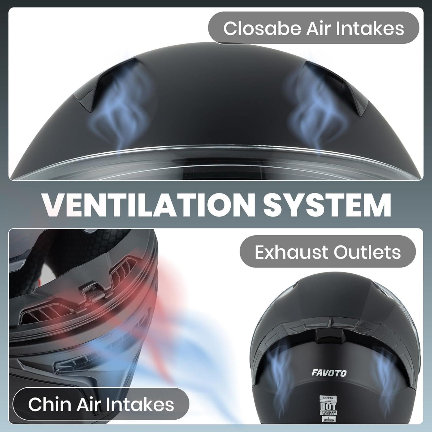 Casco Favoto MHDV de Motocicleta Negro con Doble Visor