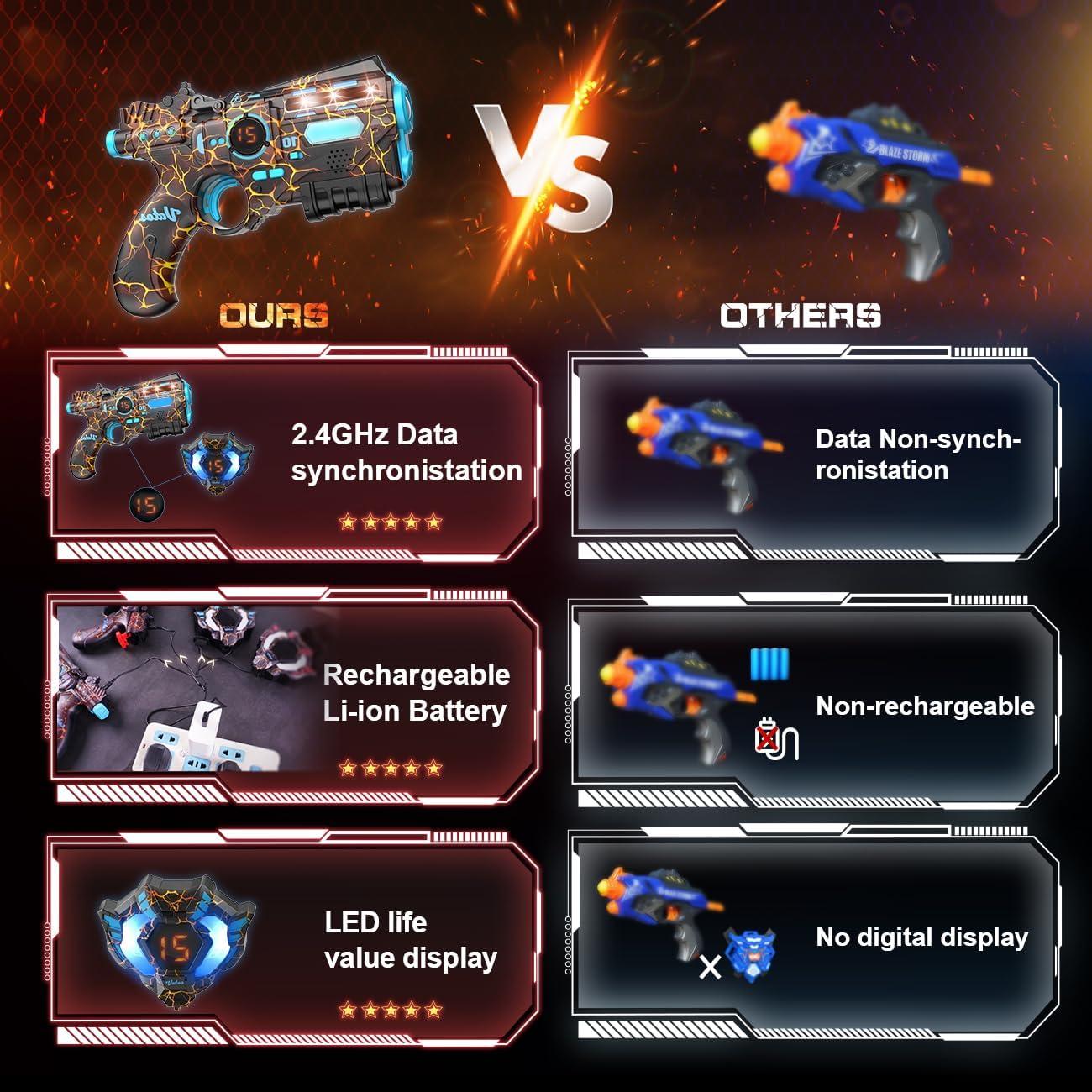 Conjunto Laser Tag Recargable VATOS para 4 Jugadores - 2.4GHz