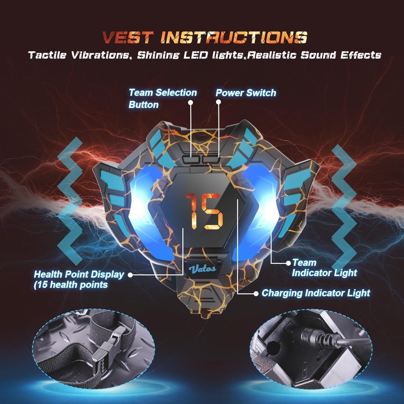 Conjunto Laser Tag Recargable VATOS para 4 Jugadores - 2.4GHz