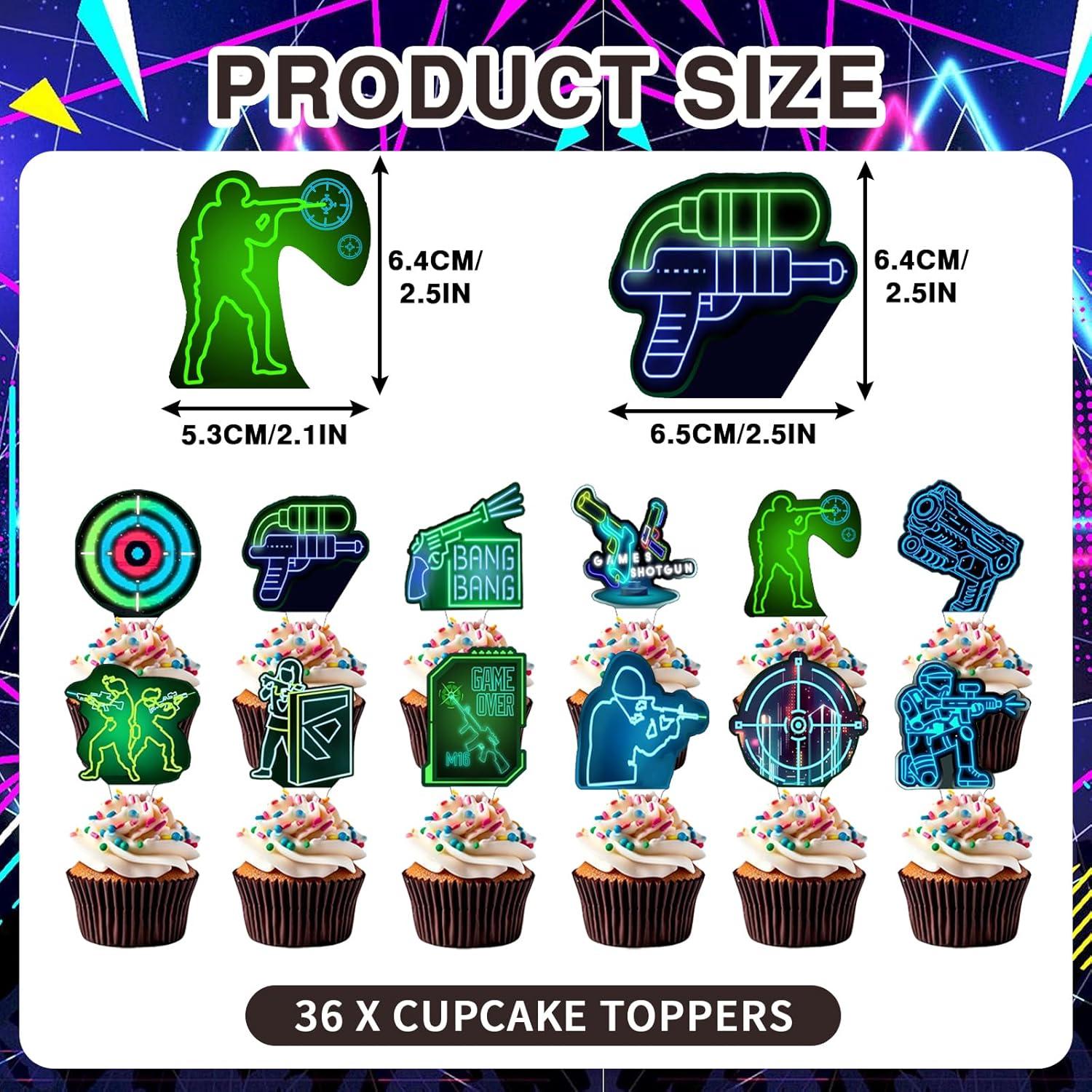 Decoraciones de Cupcakes Laser Tag QIan&CCaiLya - 36 Piezas