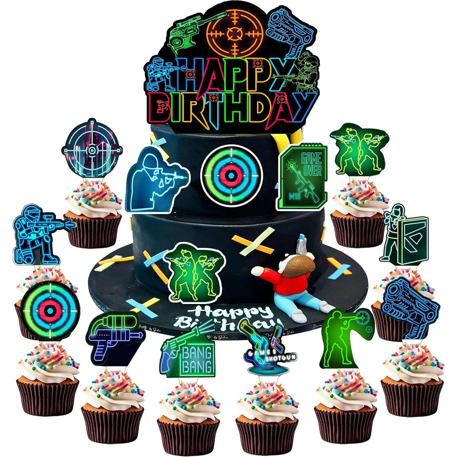 Decoraciones de Cupcakes Laser Tag QIan&CCaiLya - 36 Piezas