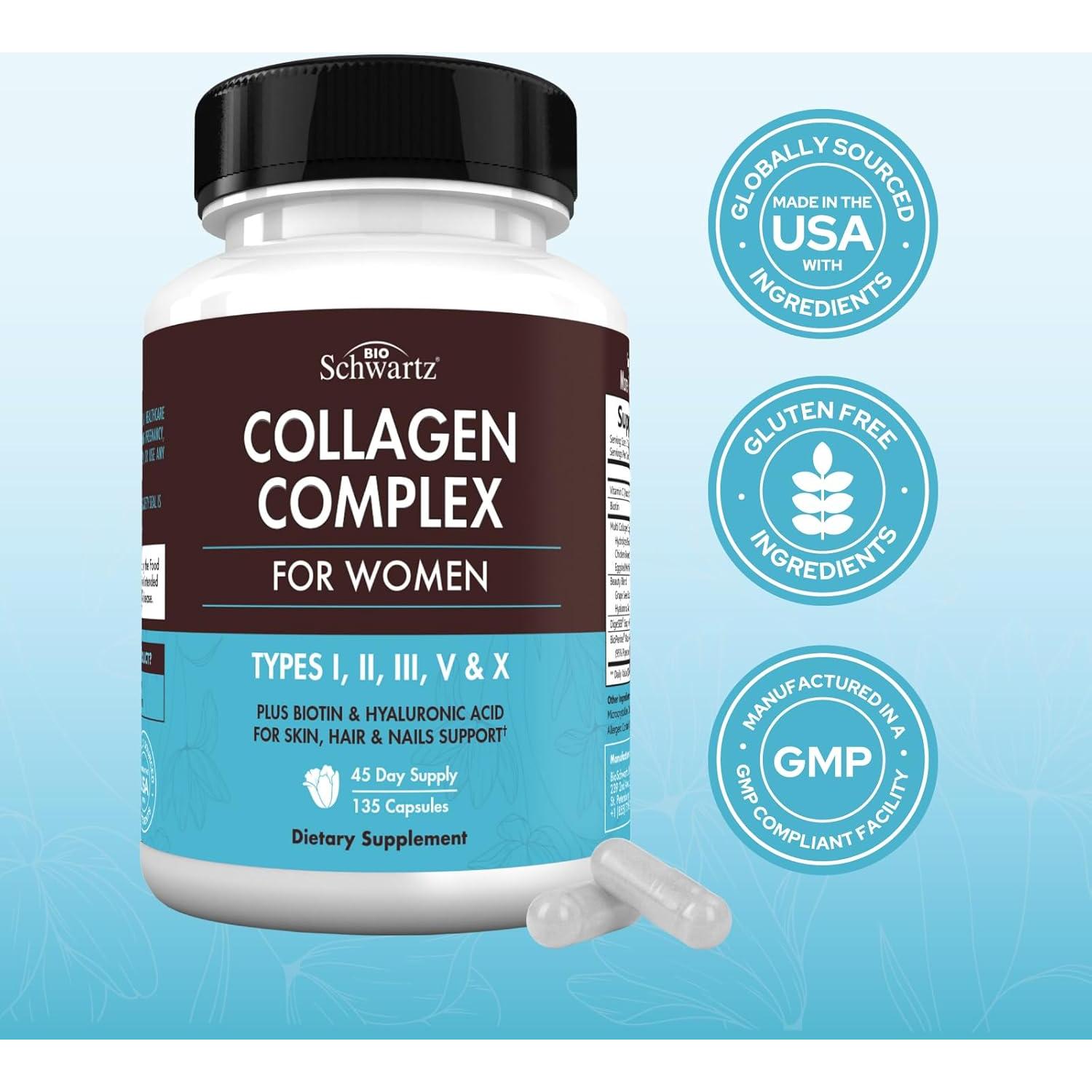 Cápsulas de Colágeno Hidrolizado BioSchwartz 135ct - Piel, Cabello y Uñas