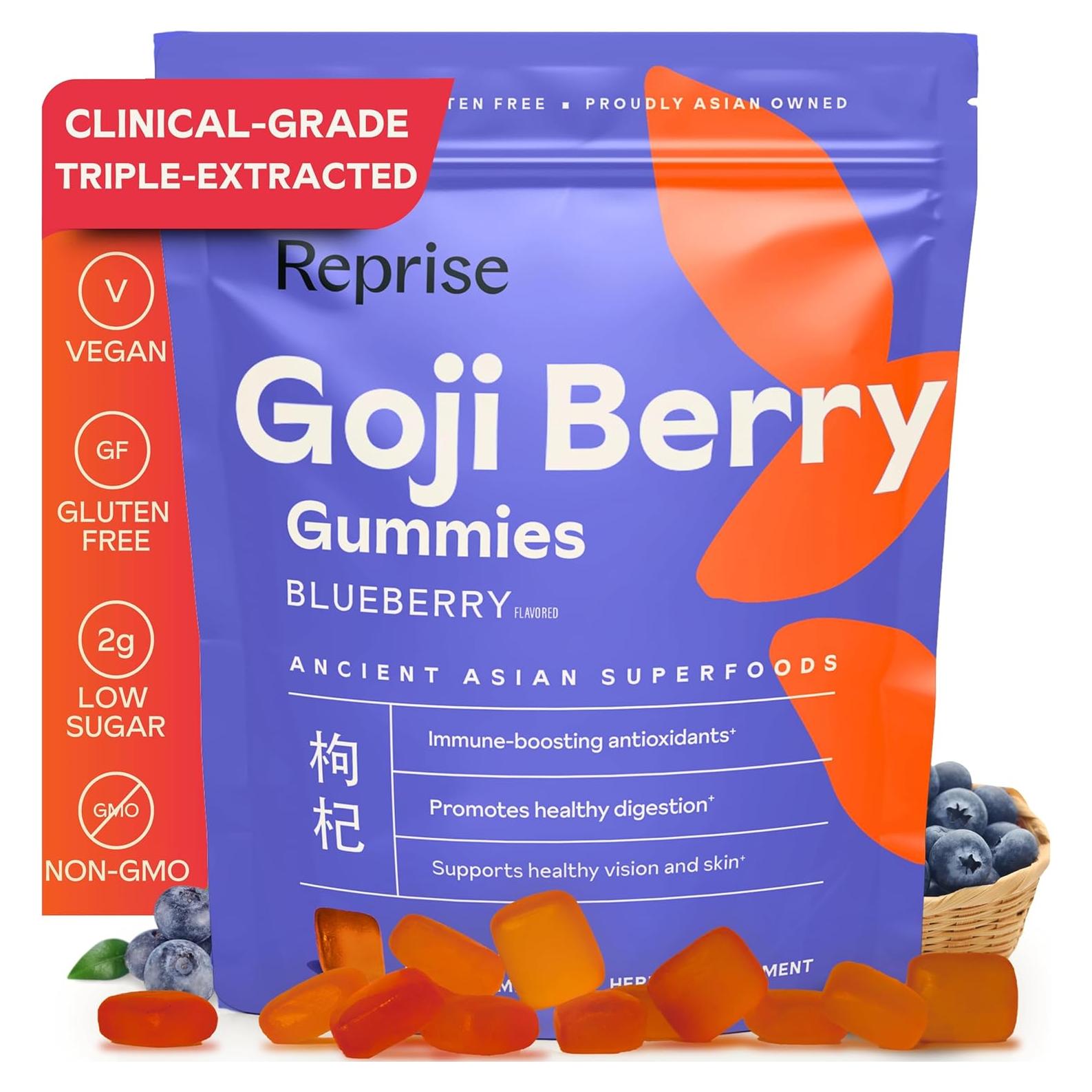 Gomitas de Baya de Goji Reprise - Antioxidante Vegano 45 Unidades