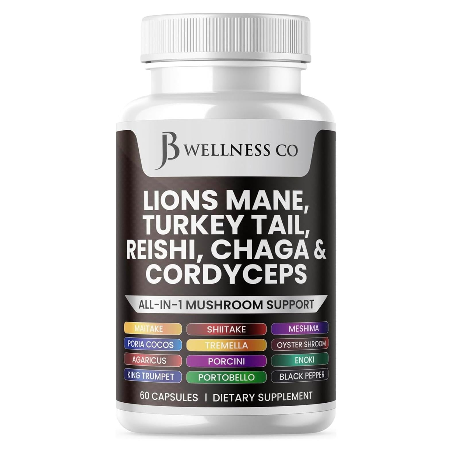 Suplemento de Melena de León JB Wellness 60 Cápsulas 20 en 1