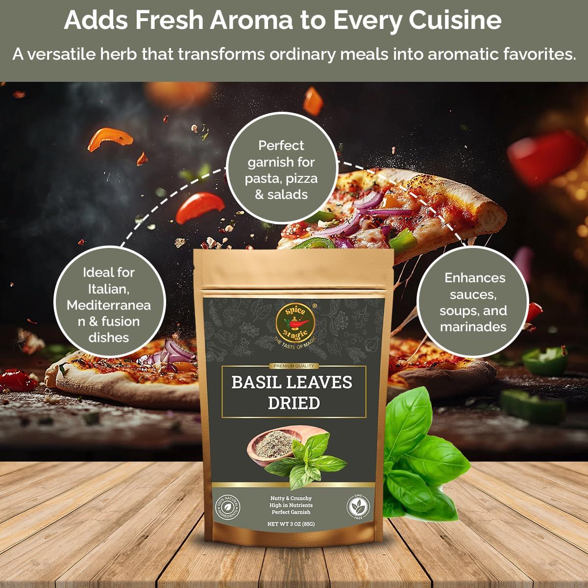 Hojas de Albahaca Secas Spice Magic - 85 g | 100% Natural