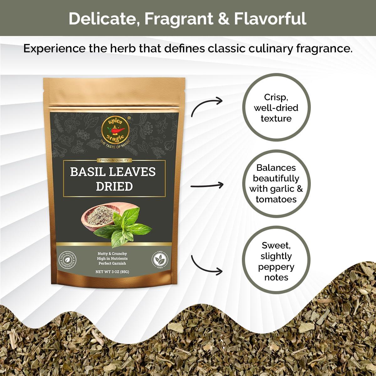 Hojas de Albahaca Secas Spice Magic - 85 g | 100% Natural