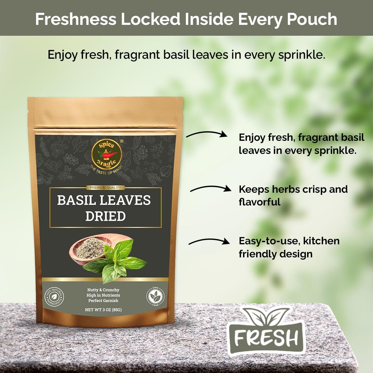 Hojas de Albahaca Secas Spice Magic - 85 g | 100% Natural