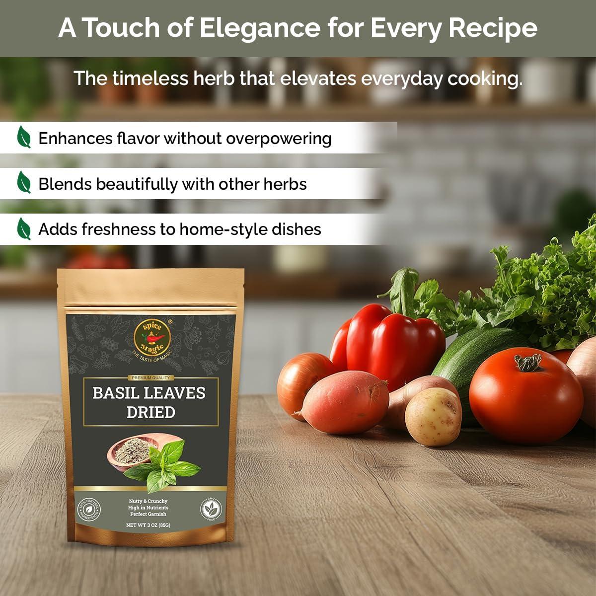 Hojas de Albahaca Secas Spice Magic - 85 g | 100% Natural