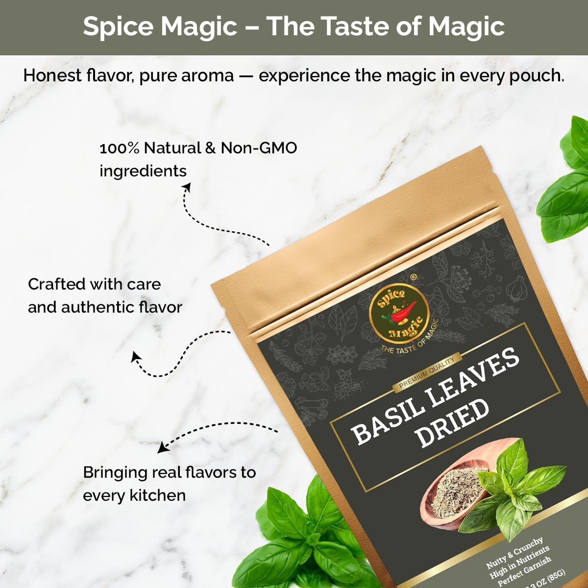 Hojas de Albahaca Secas Spice Magic - 85 g | 100% Natural