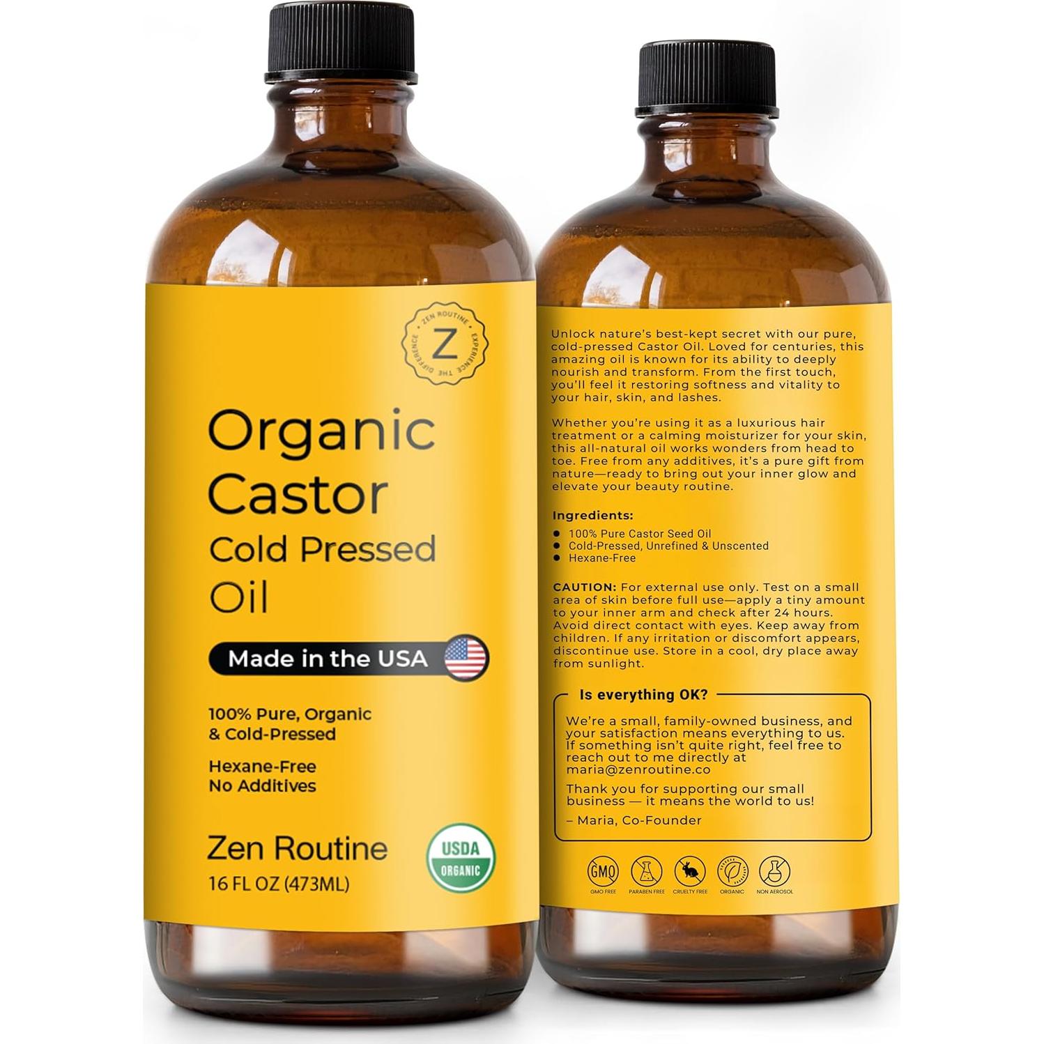 Aceite de Ricino Orgánico Zen Routine 473ml Prensado en Frío