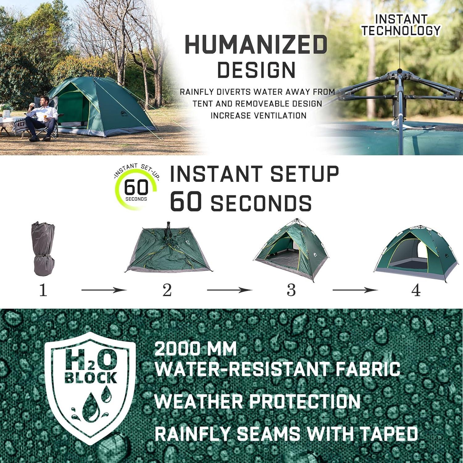 Carpa de Camping Happy Travel Pop Up 3-4 Personas Impermeable